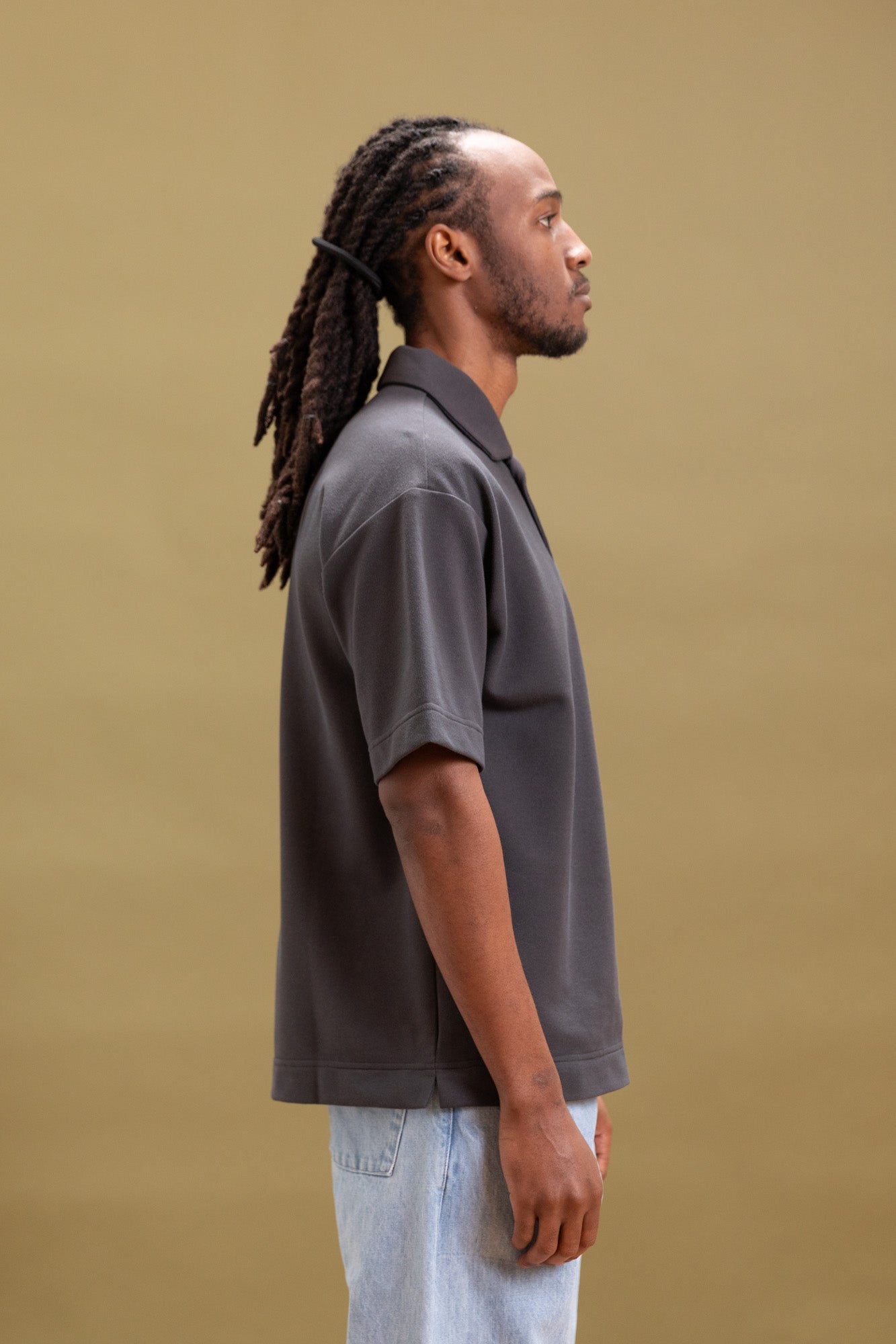 POLO SHIRT IN CHARCOAL RACHEL MESH