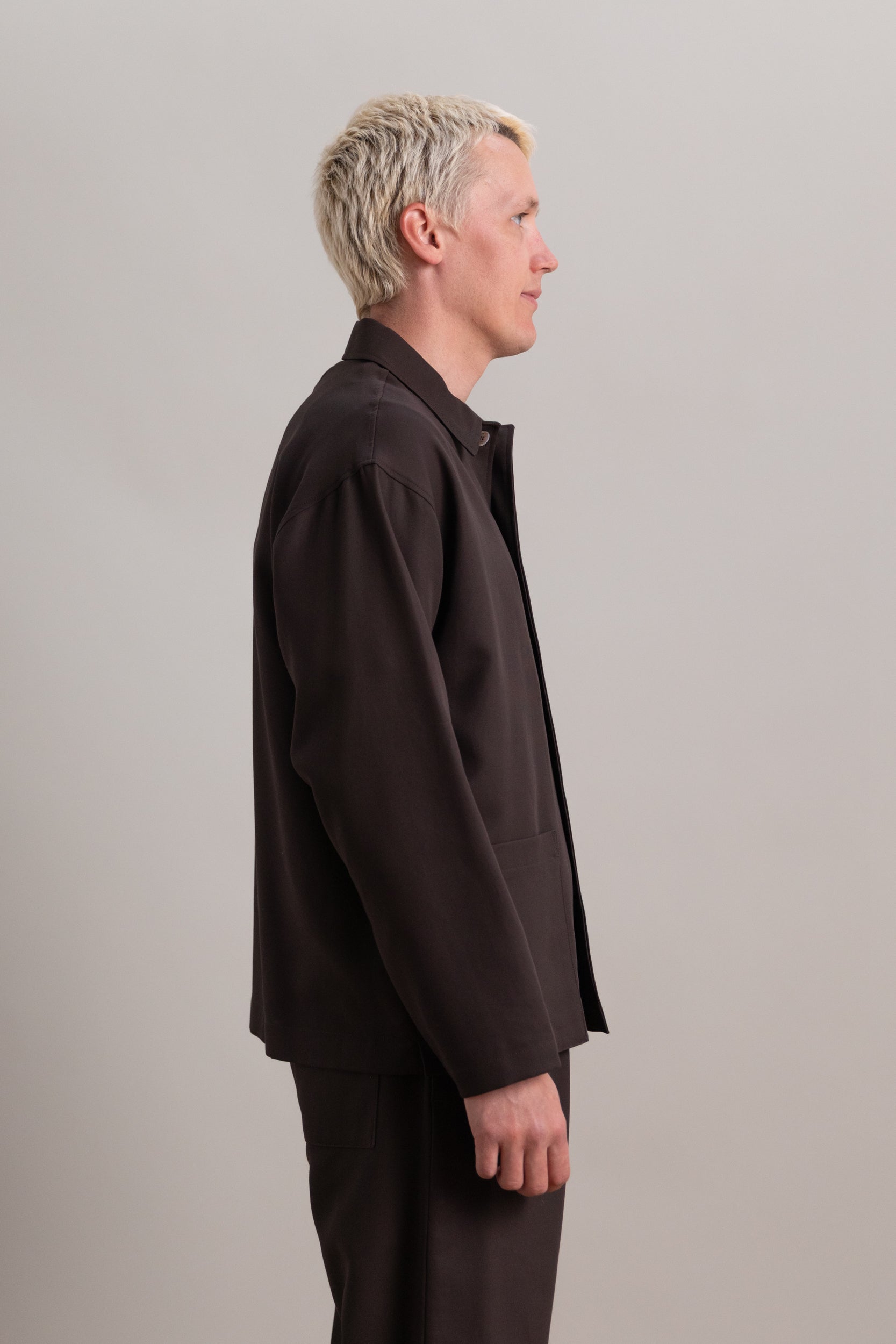 REPOS JACKET IN BROWN DOUBLE CLOTH