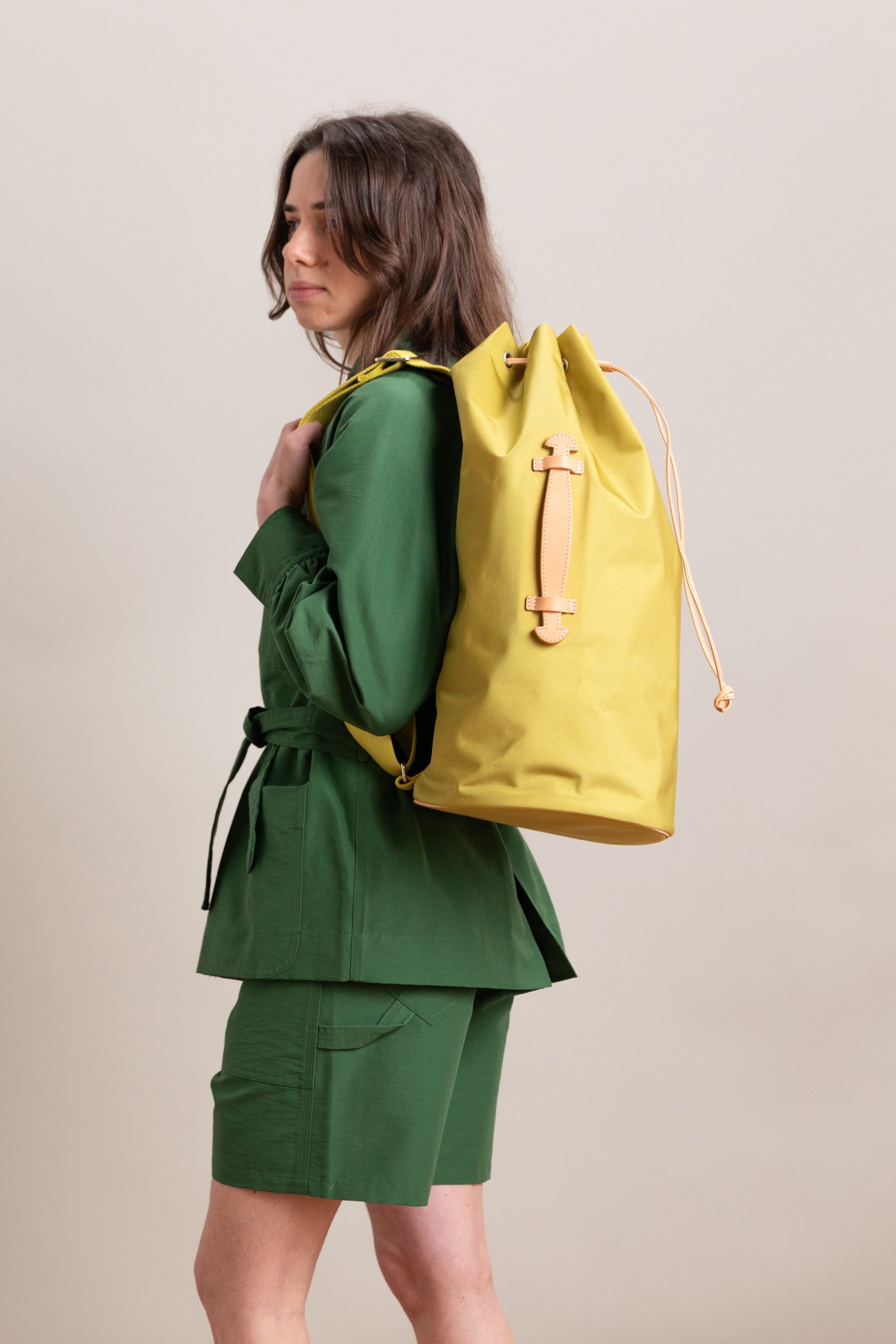 CORDURA NYLON SHOULDER BAG IN LIME YELLOW