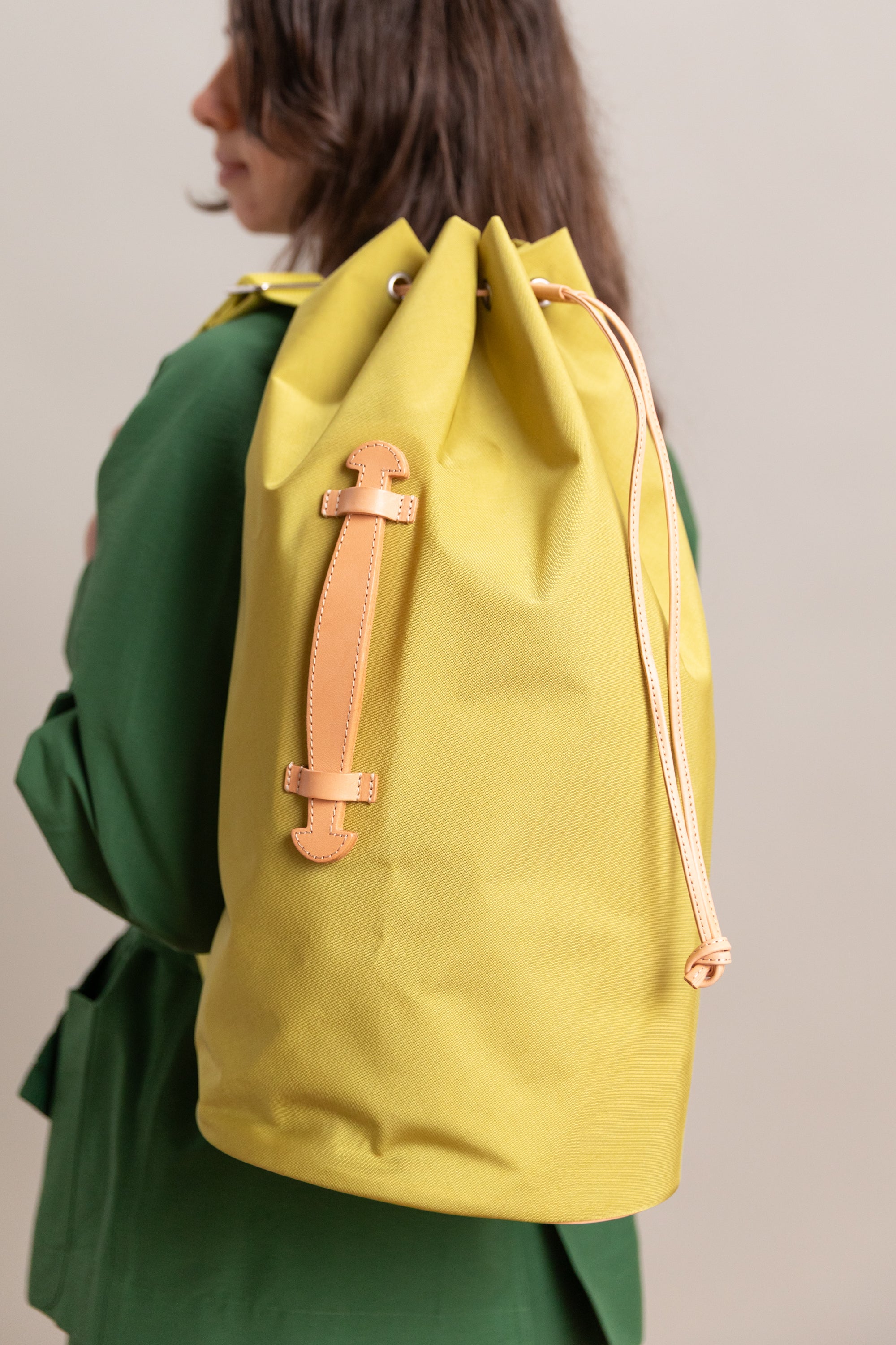 CORDURA NYLON SHOULDER BAG IN LIME YELLOW