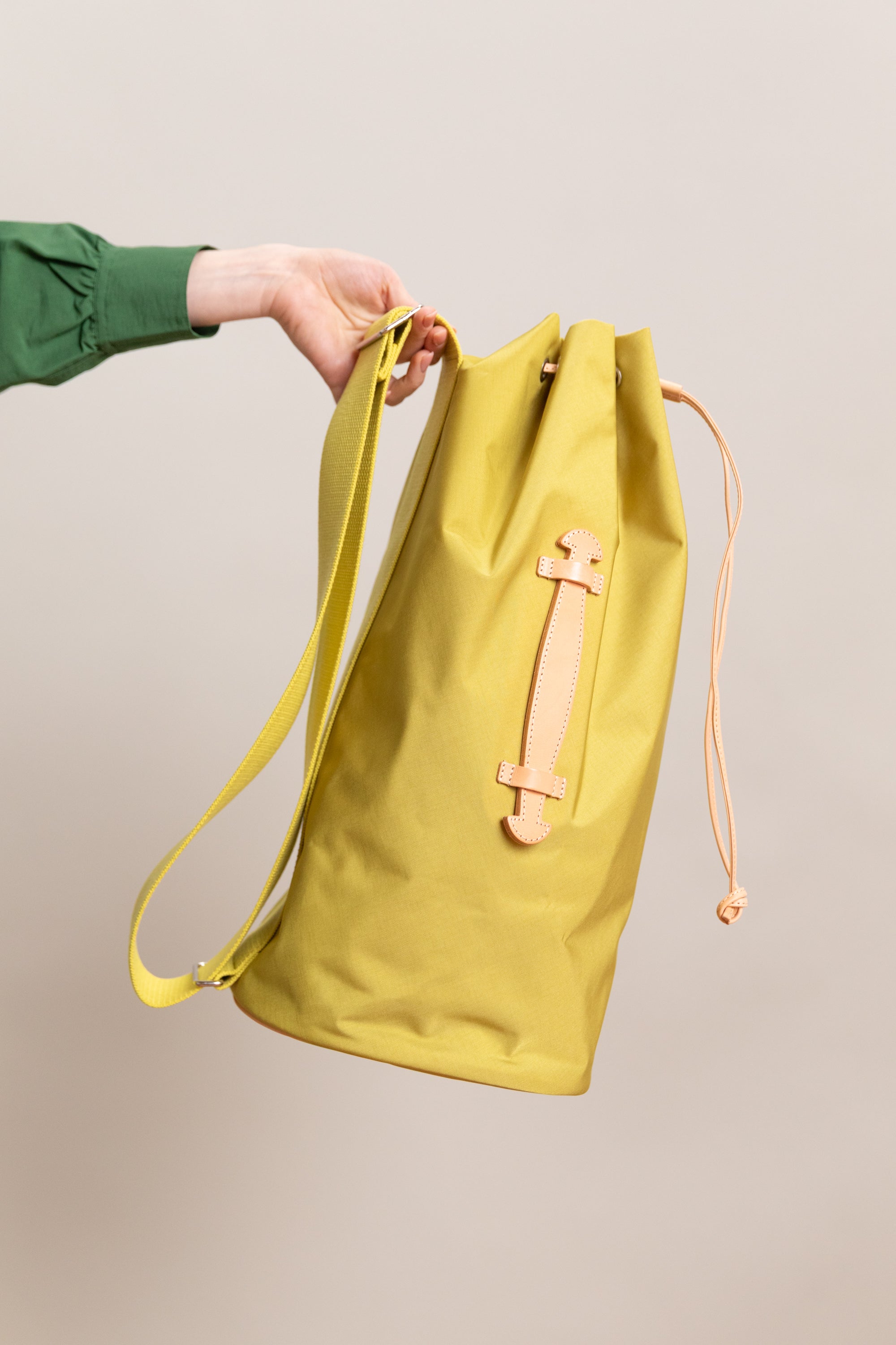 CORDURA NYLON SHOULDER BAG IN LIME YELLOW