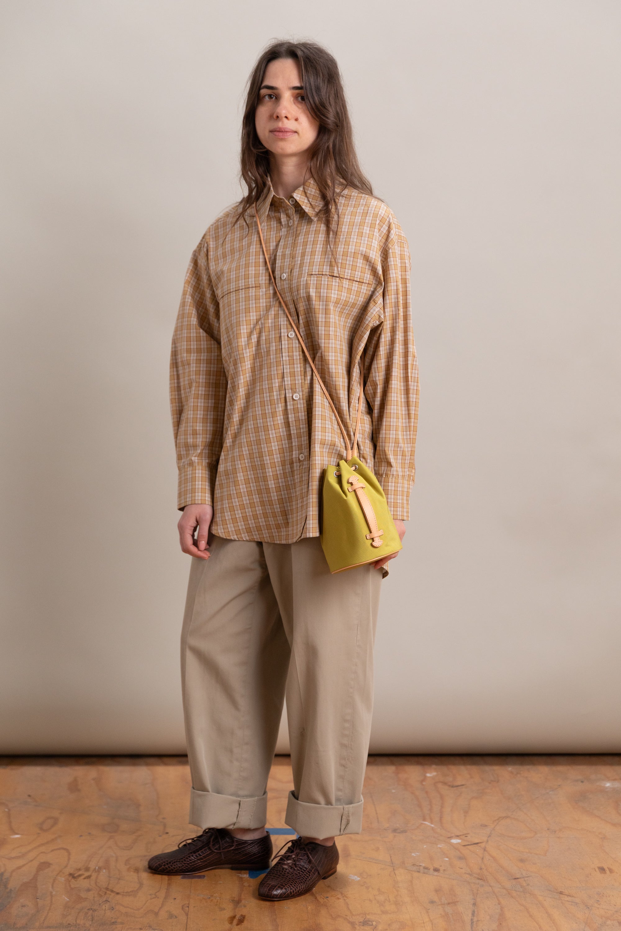 CORDURA NYLON SMALL SHOULDER BAG IN LIME YELLOW