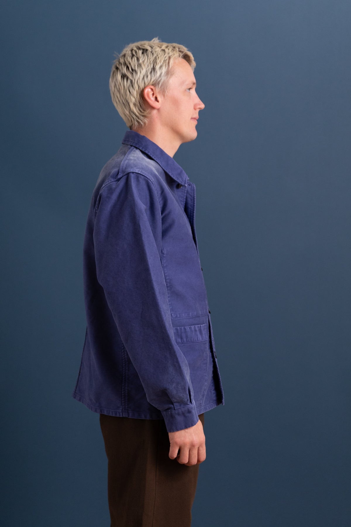 GARMENT-DYED ORGANIC COTTON HEAVY MOLESKIN COVERALL IN FADED NAVY