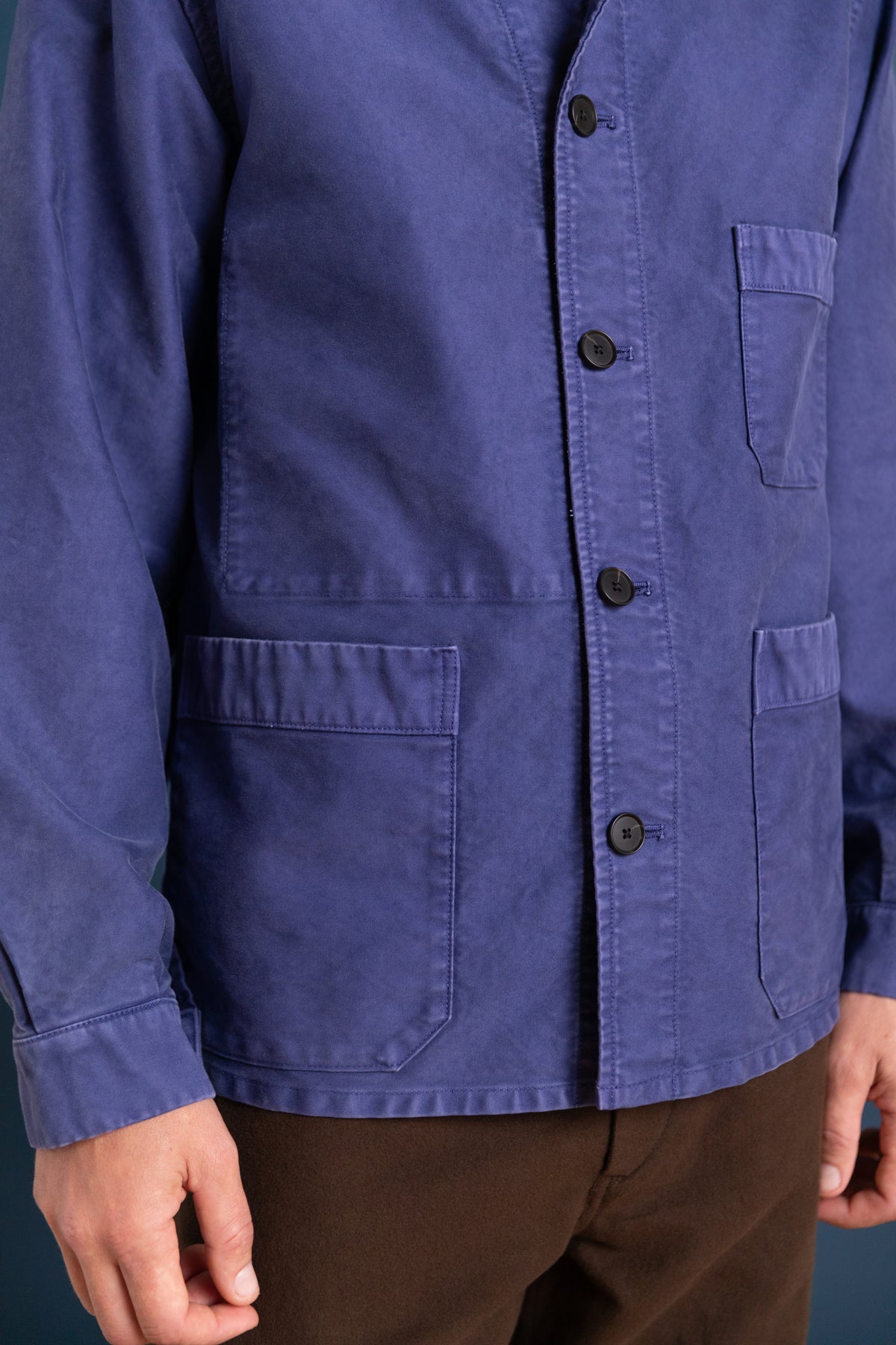 GARMENT-DYED ORGANIC COTTON HEAVY MOLESKIN COVERALL IN FADED NAVY