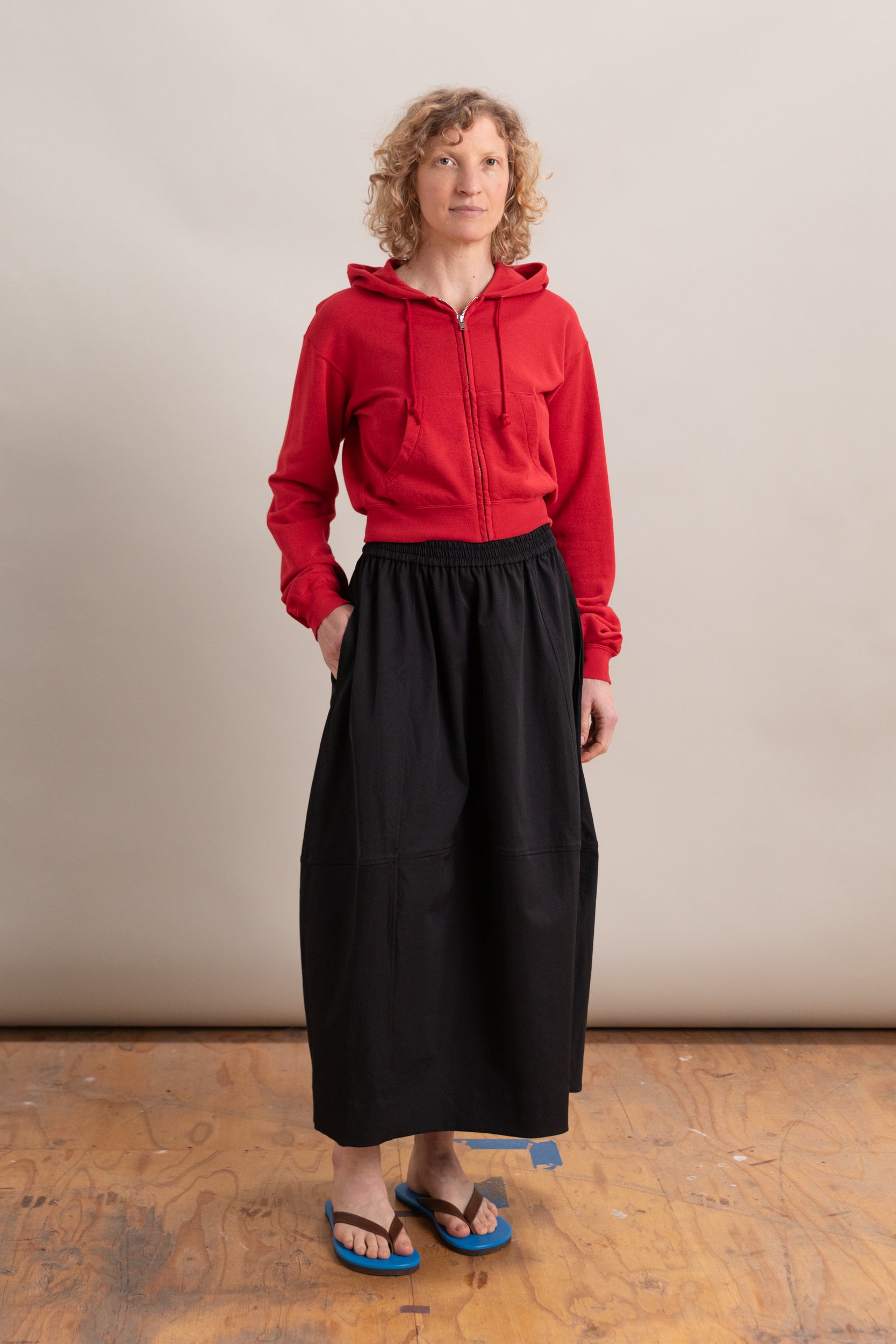 HIGH TWIST LIGHT SWEAT ZIP PARKA IN RED