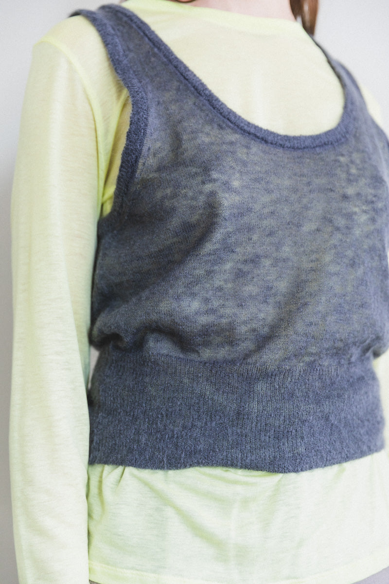 KID MOHAIR SHEER KNIT TANK IN DARK GRAY