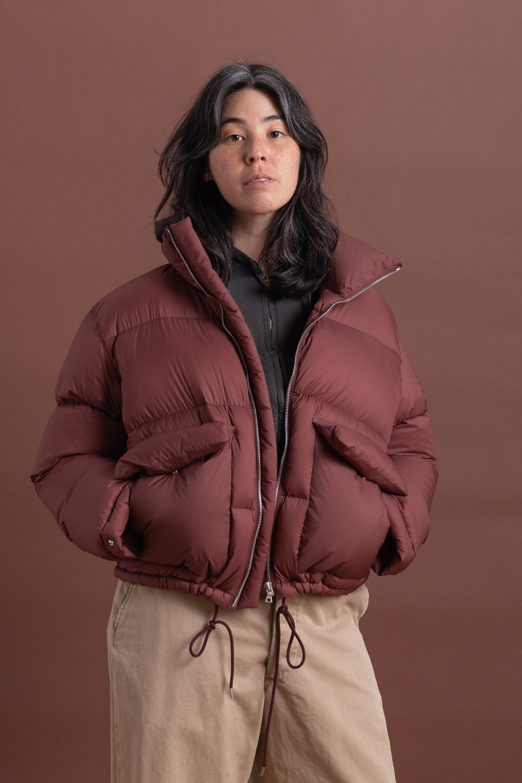 SUPER LIGHT NYLON RIPSTOP DOWN BLOUSON IN BURGUNDY