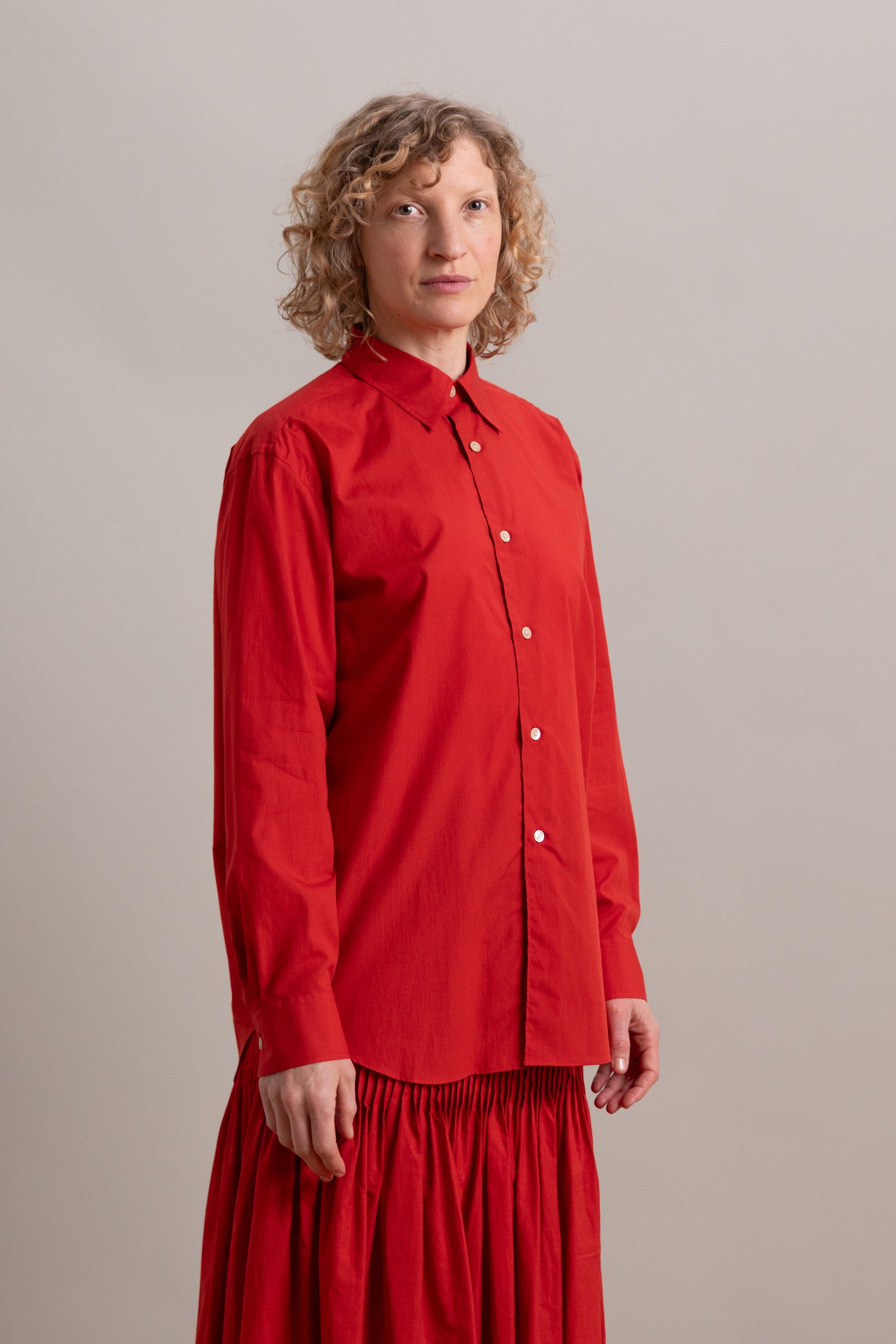 SUPER FINE COTTON LAWN SHIRT IN RED