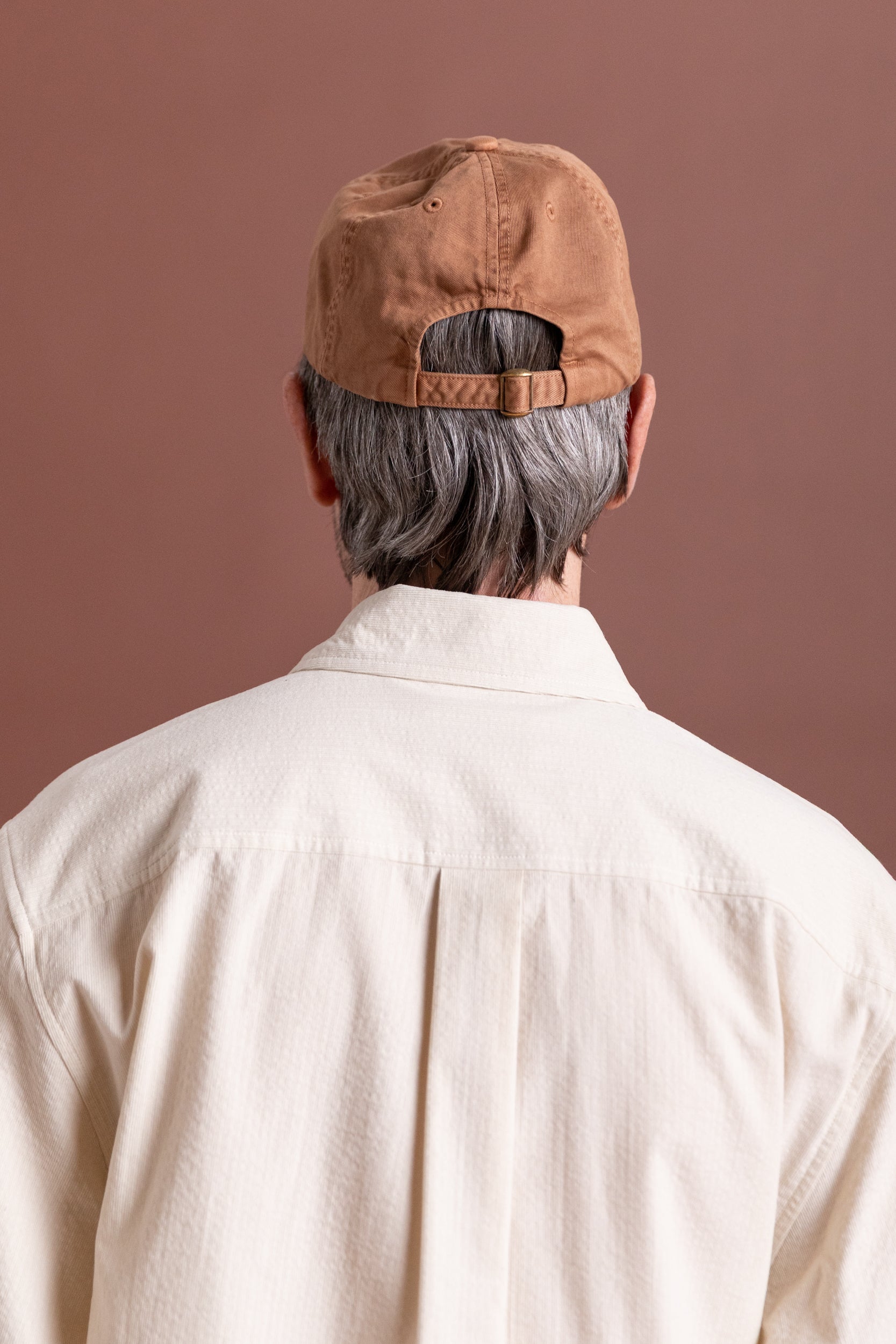 PRODUCT DYED FINX CHINO CAP MADE BY KIJIMATAKAYUKI IN DUSTY LIGHT BROWN