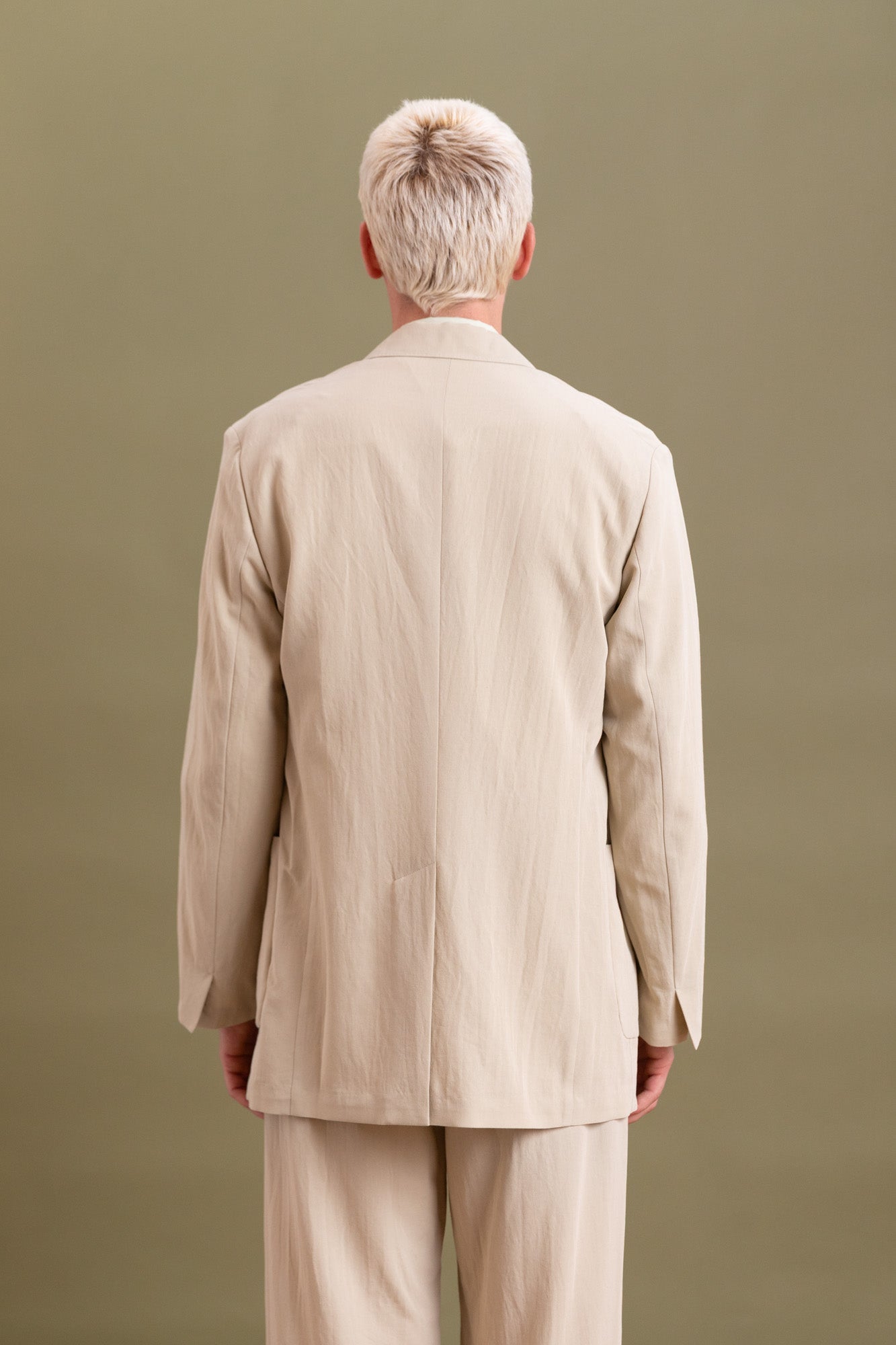 LIGHT COTTON WOOL VIYELLA JACKET IN LIGHT KHAKI