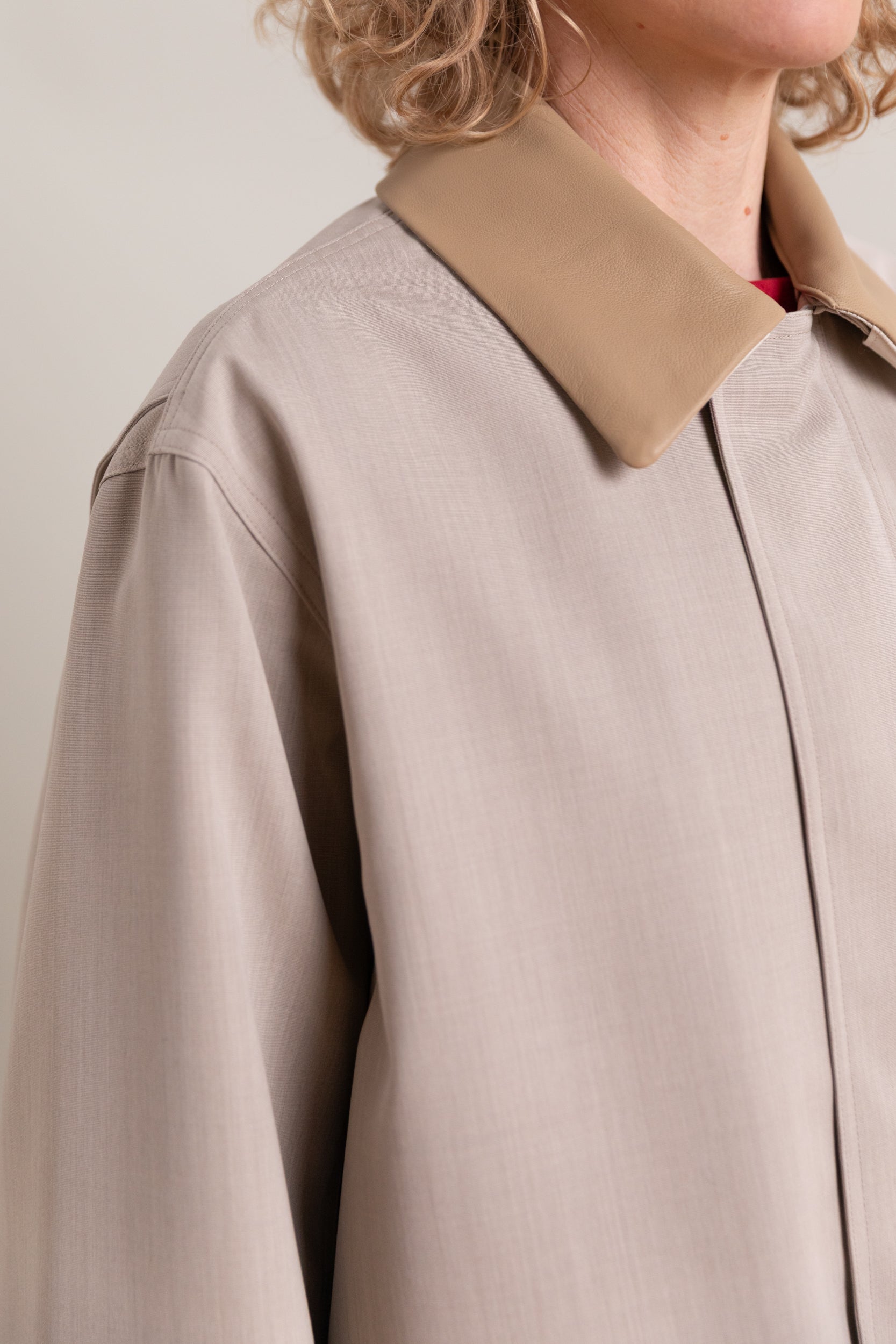 WOOL MAX CANVAS BLOUSON IN TOP GREY BEIGE