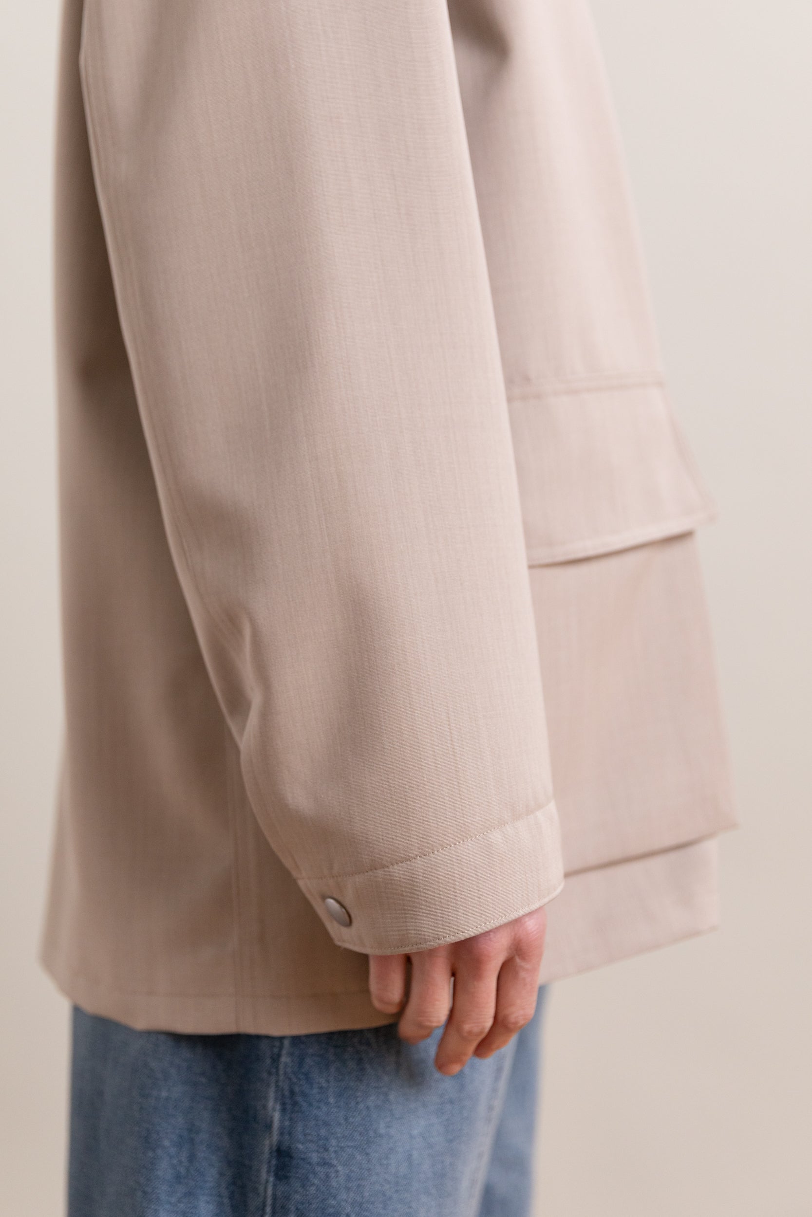 WOOL MAX CANVAS BLOUSON IN TOP GREY BEIGE