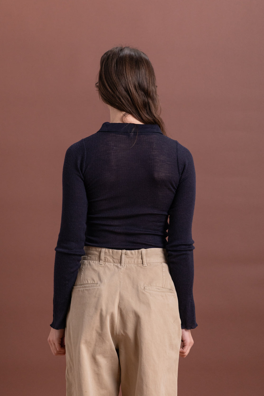 DUAL LONG SLEEVE TEE IN MURANO NAVY