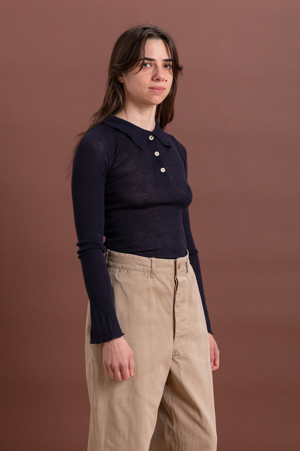 DUAL LONG SLEEVE TEE IN MURANO NAVY