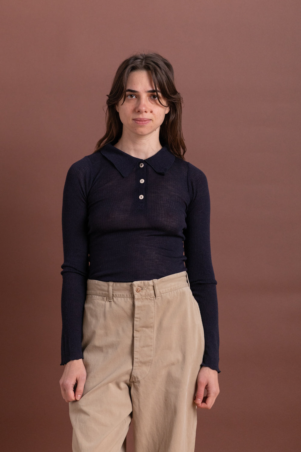 DUAL LONG SLEEVE TEE IN MURANO NAVY