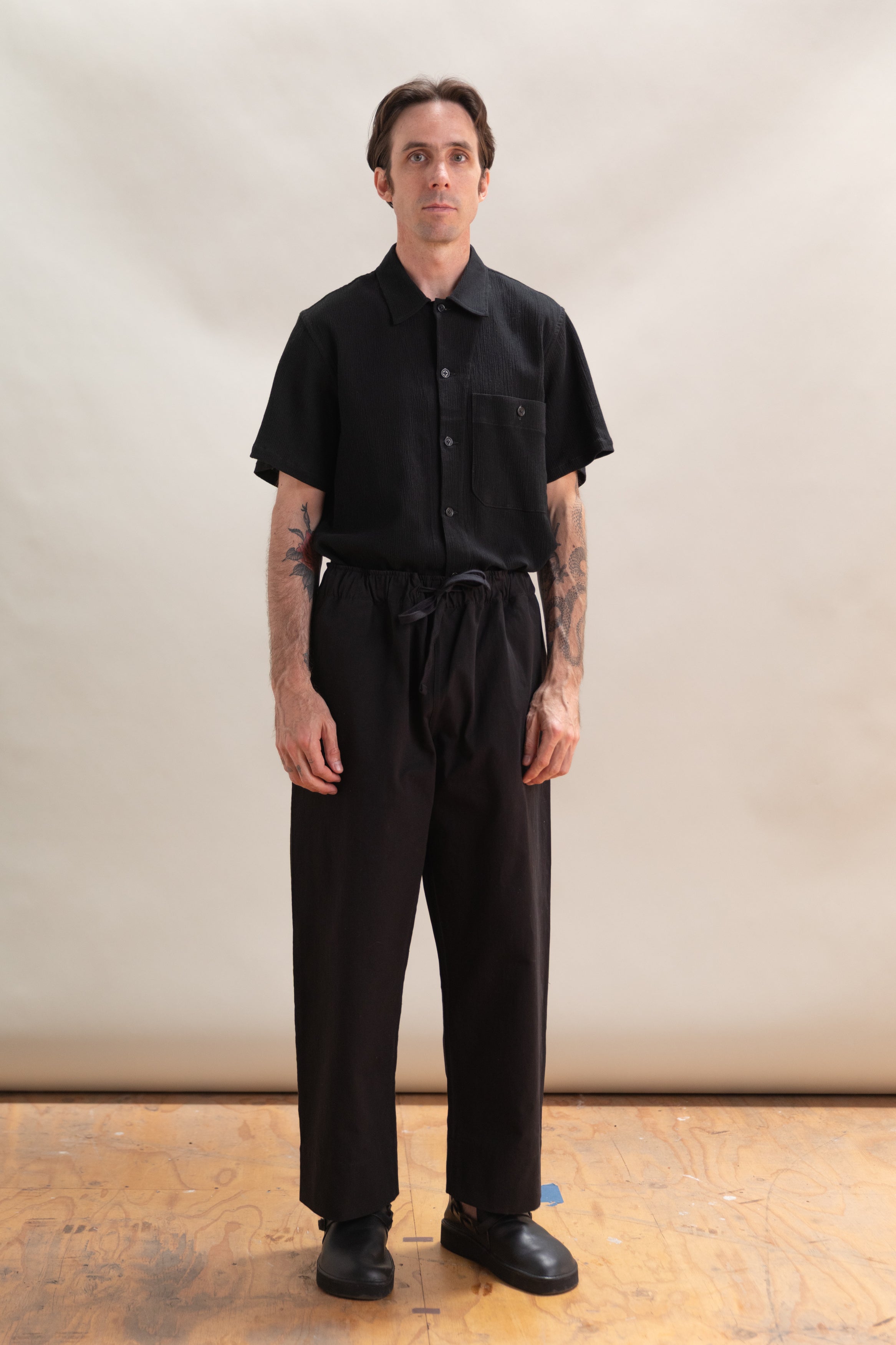 ELM PULL ON PANT IN BLACK DRY COTTON CANVAS