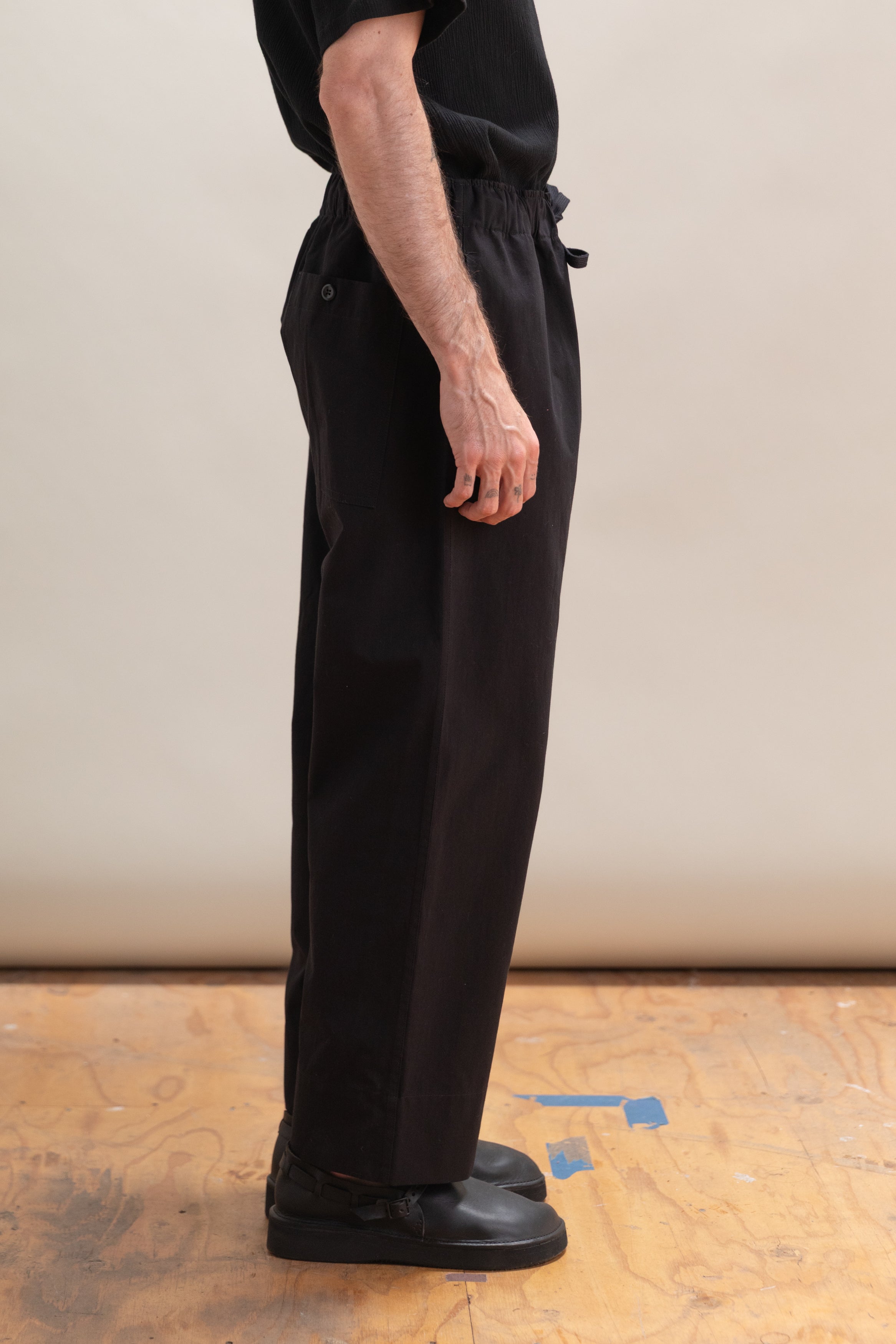 ELM PULL ON PANT IN BLACK DRY COTTON CANVAS