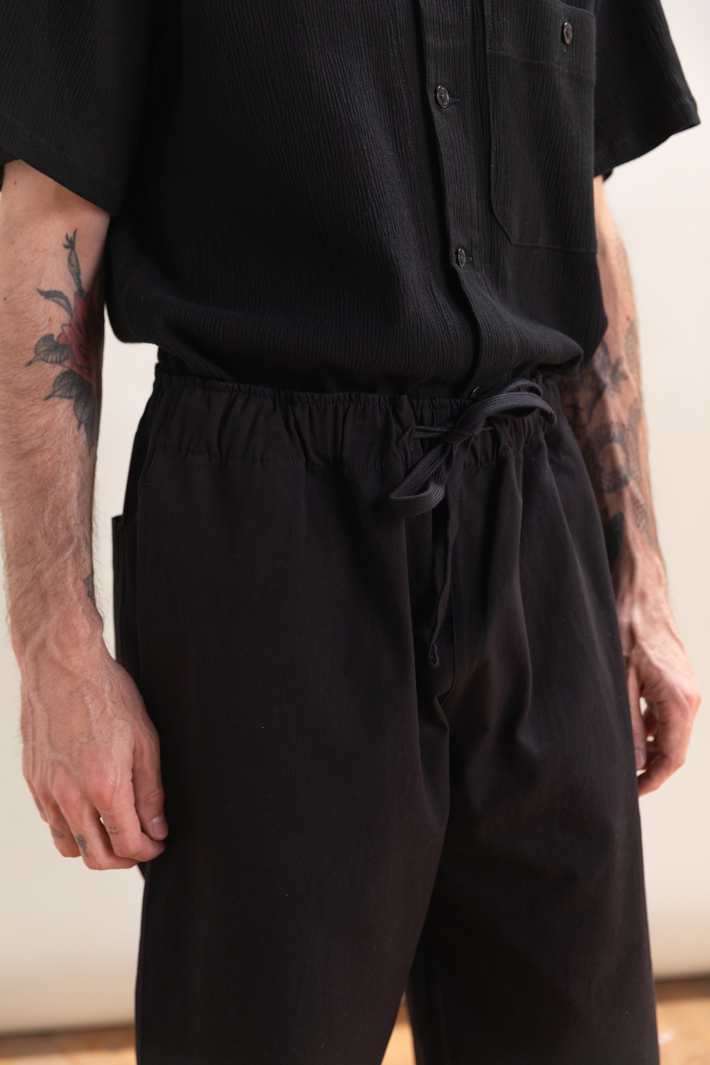 ELM PULL ON PANT IN BLACK DRY COTTON CANVAS