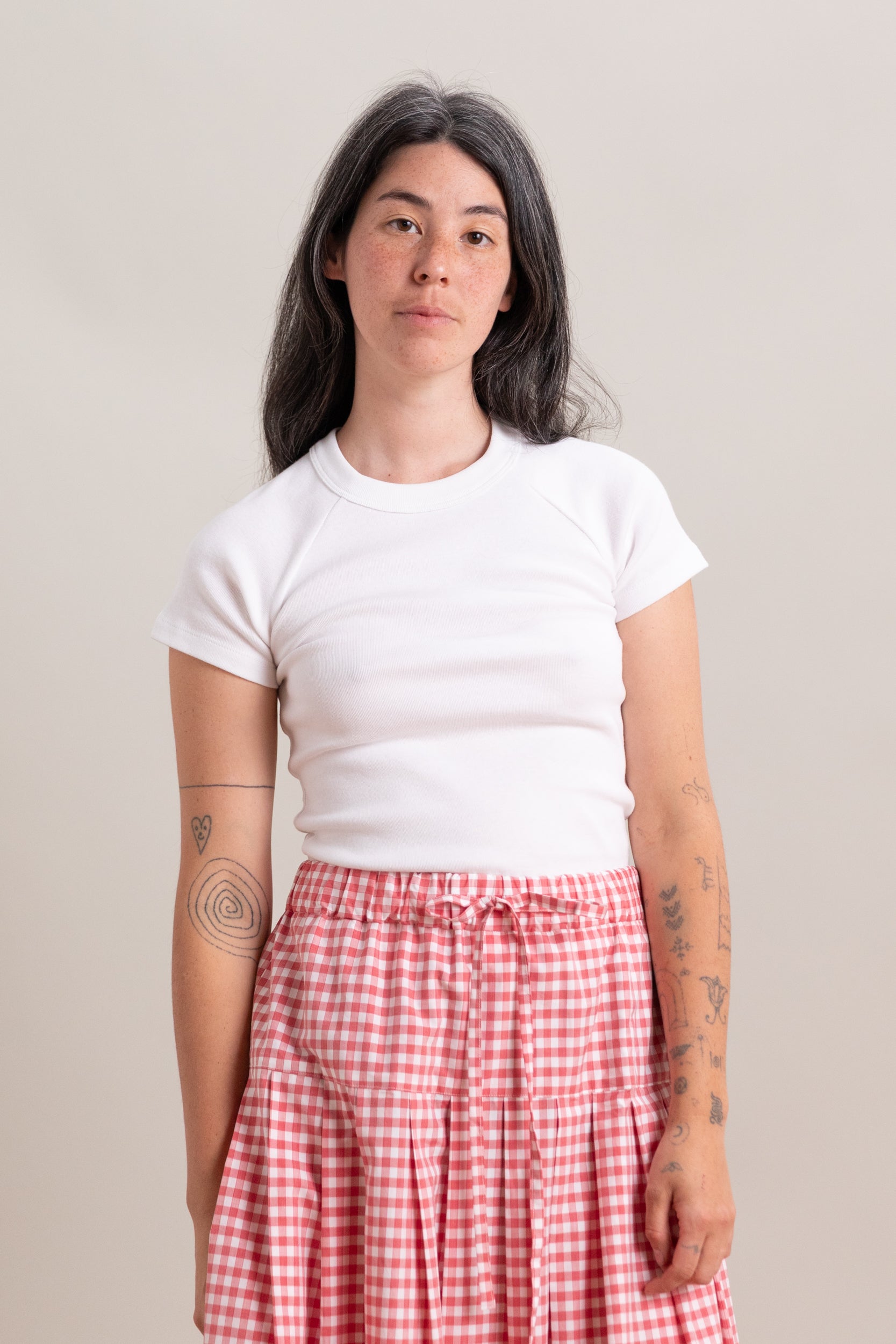 QUINCE SHORT SLEEVE T-SHIRT IN WHITE FINE RIB JERSEY