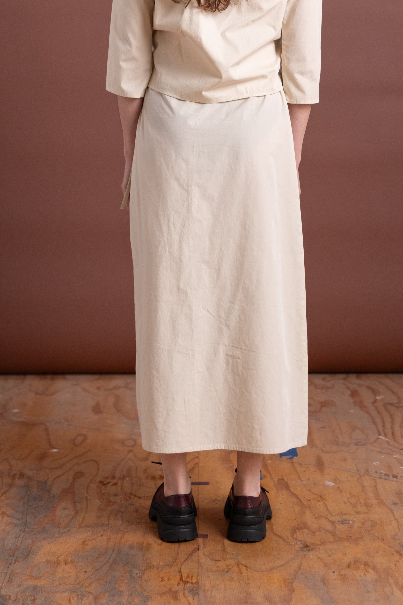 COLUMN SKIRT IN RICE COTTON POPLIN
