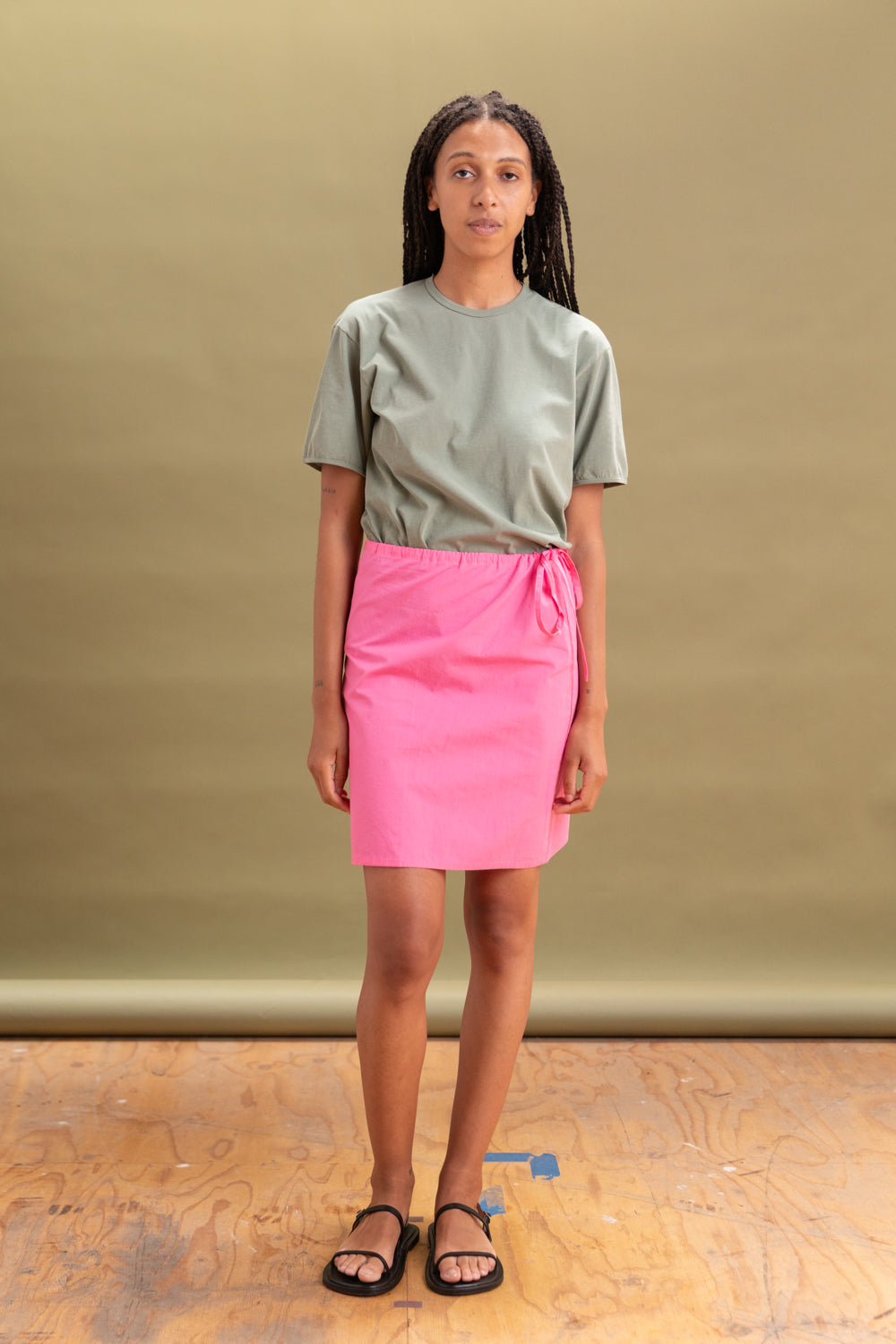 STRAIGHT SKIRT IN PINK COTTON POPLIN