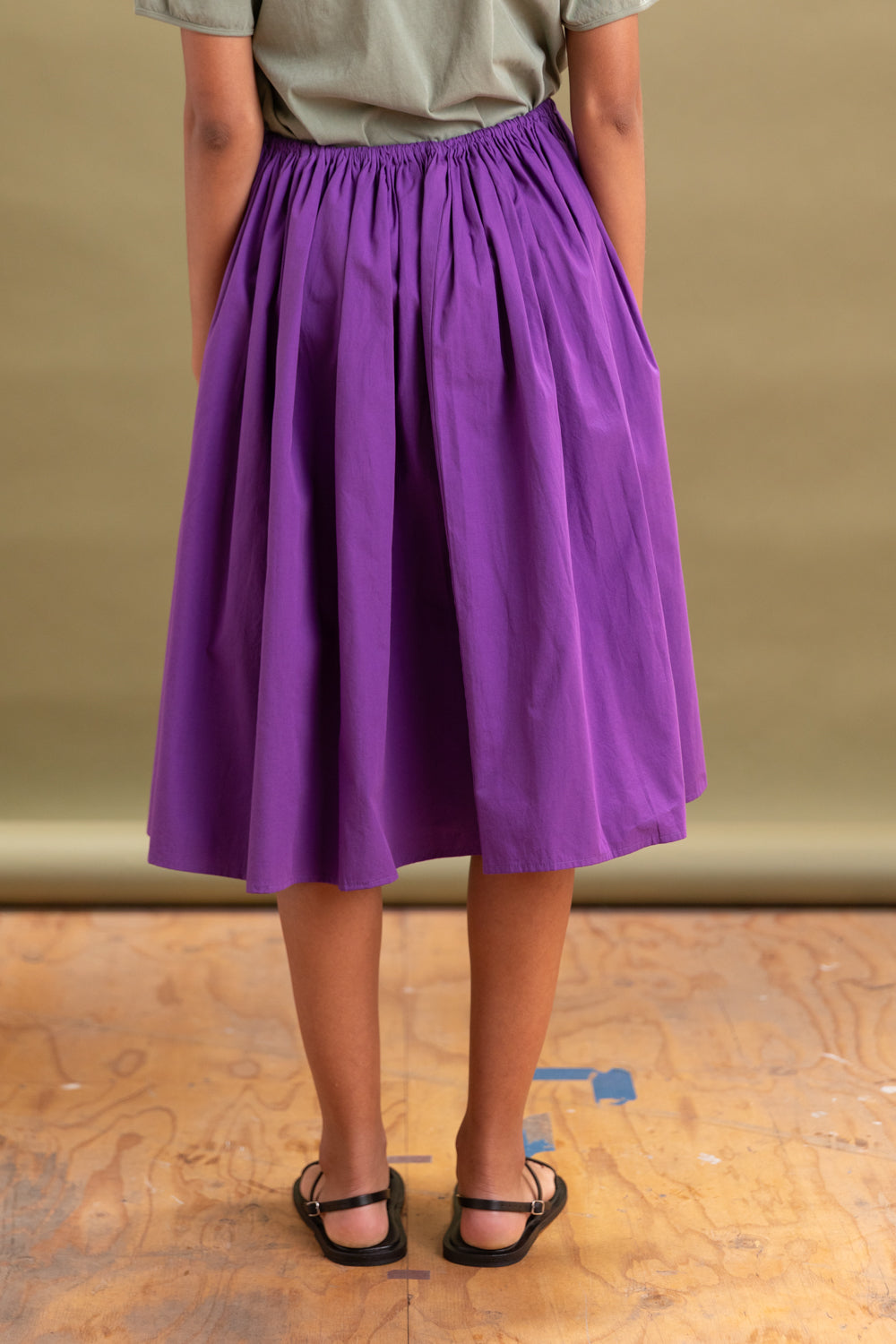 TIE SKIRT IN PURPLE COTTON POPLIN