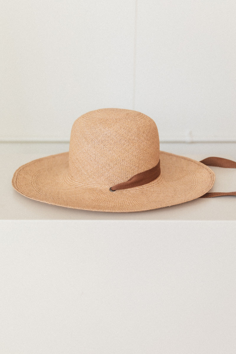 SUNCREST IN TORCIDO STRAW WITH TWILL RIBBON