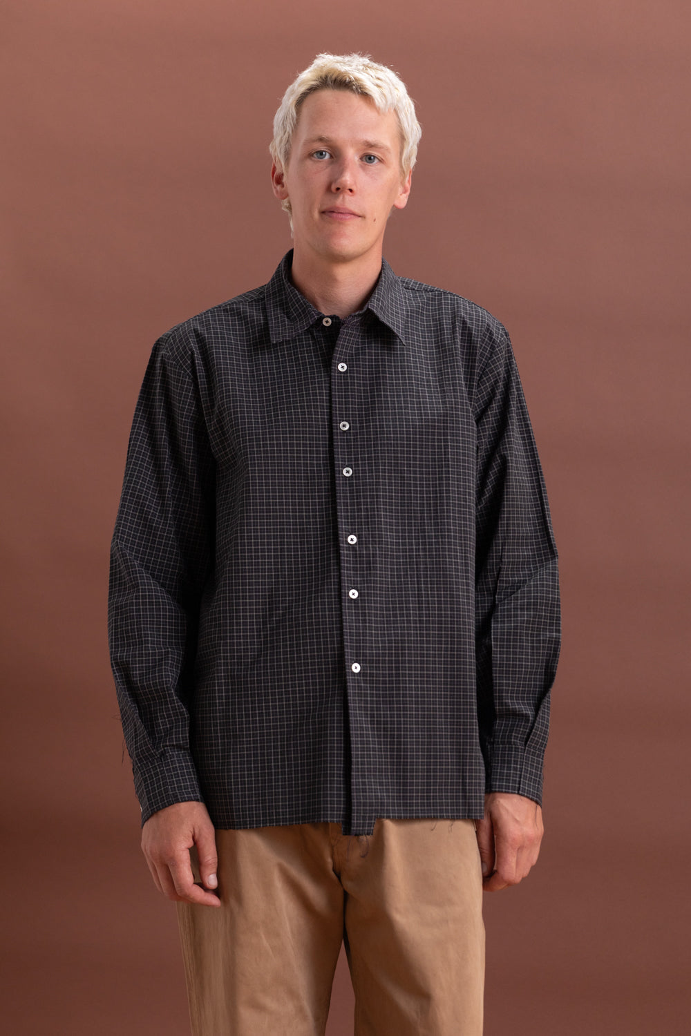 トップス camiel fortgens big shirt blockprint BIG SHIRT IN BLACK CHECK