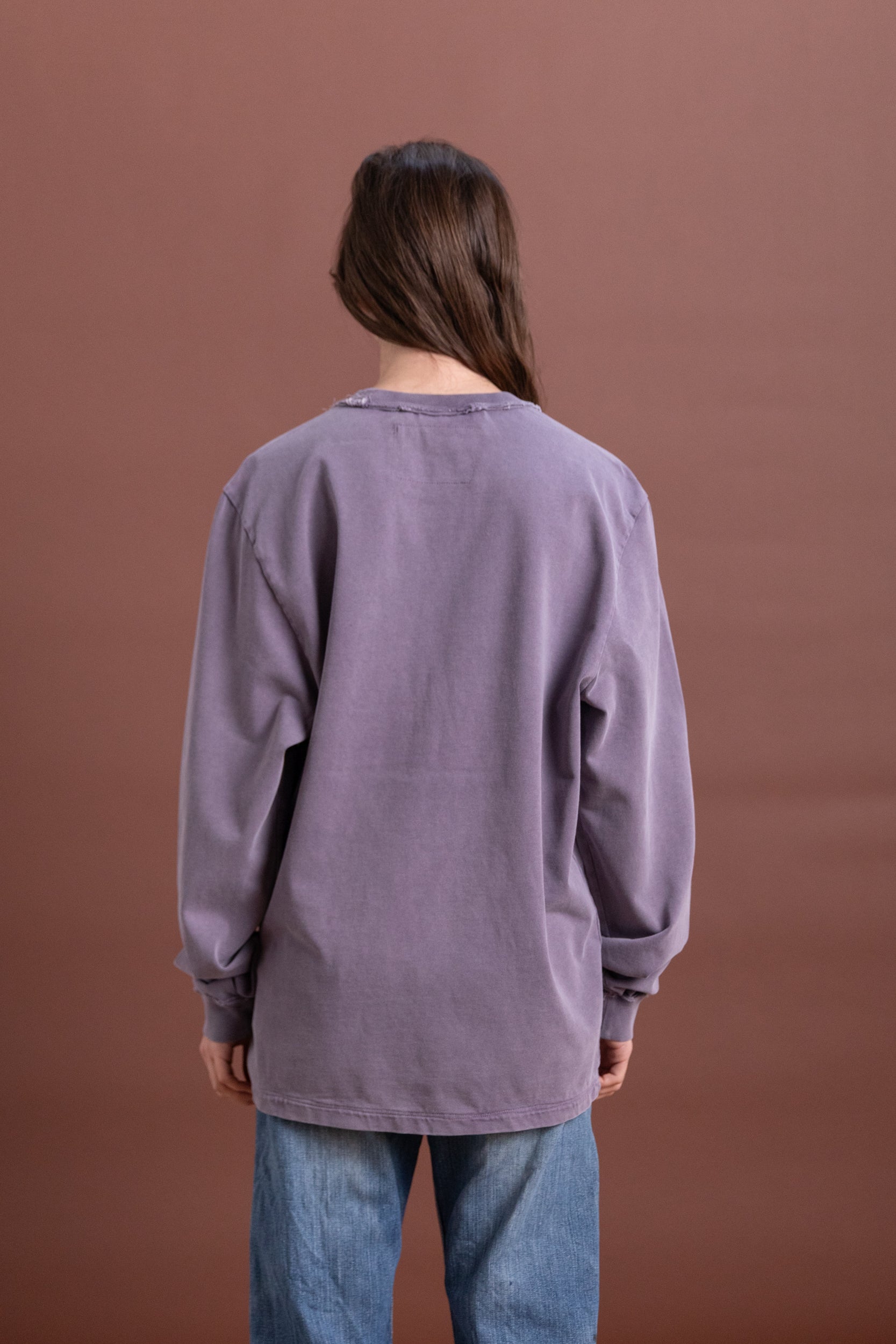 LONG SLEEVE BIG TEE IN PURPLE HEAVY JERSEY