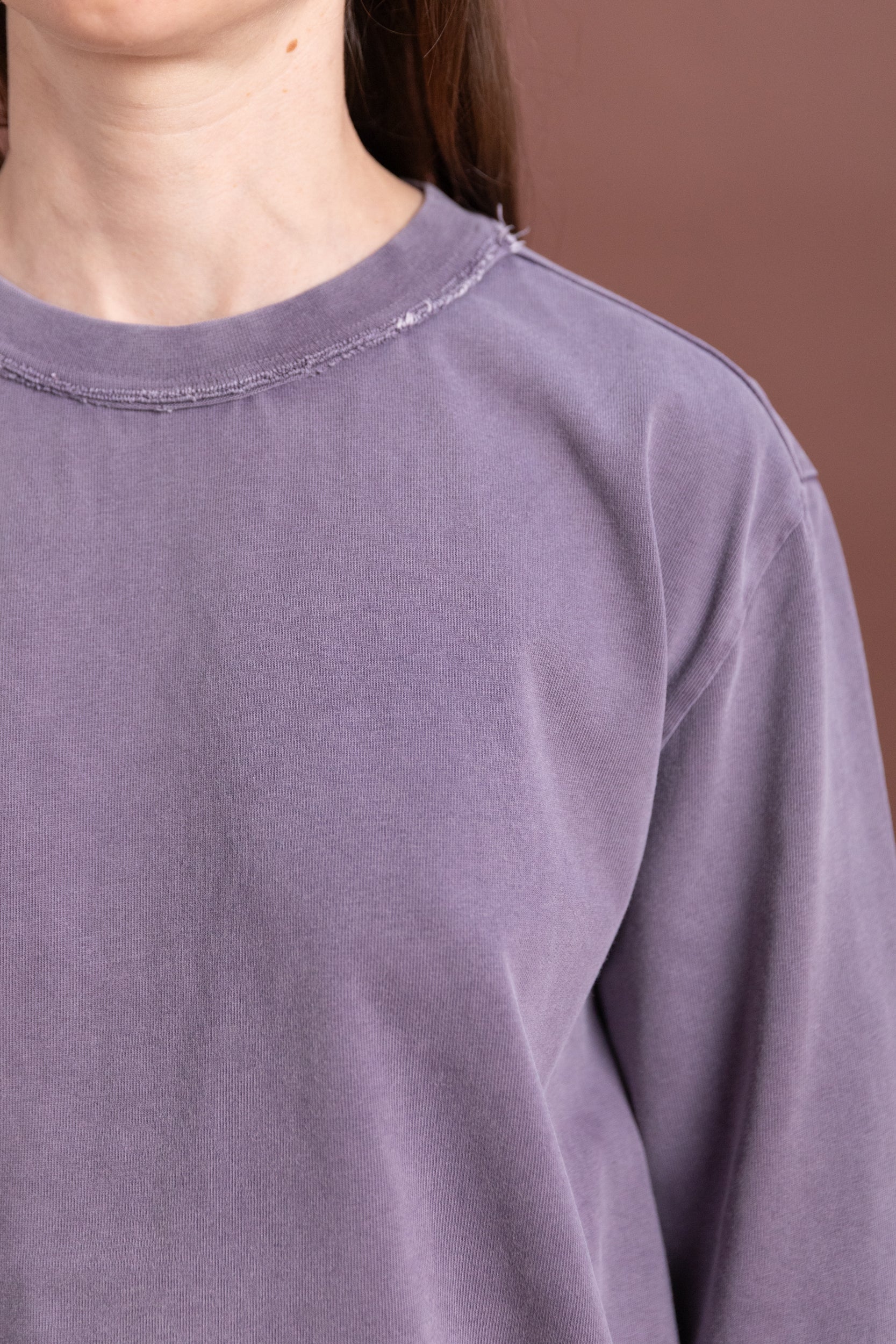 LONG SLEEVE BIG TEE IN PURPLE HEAVY JERSEY
