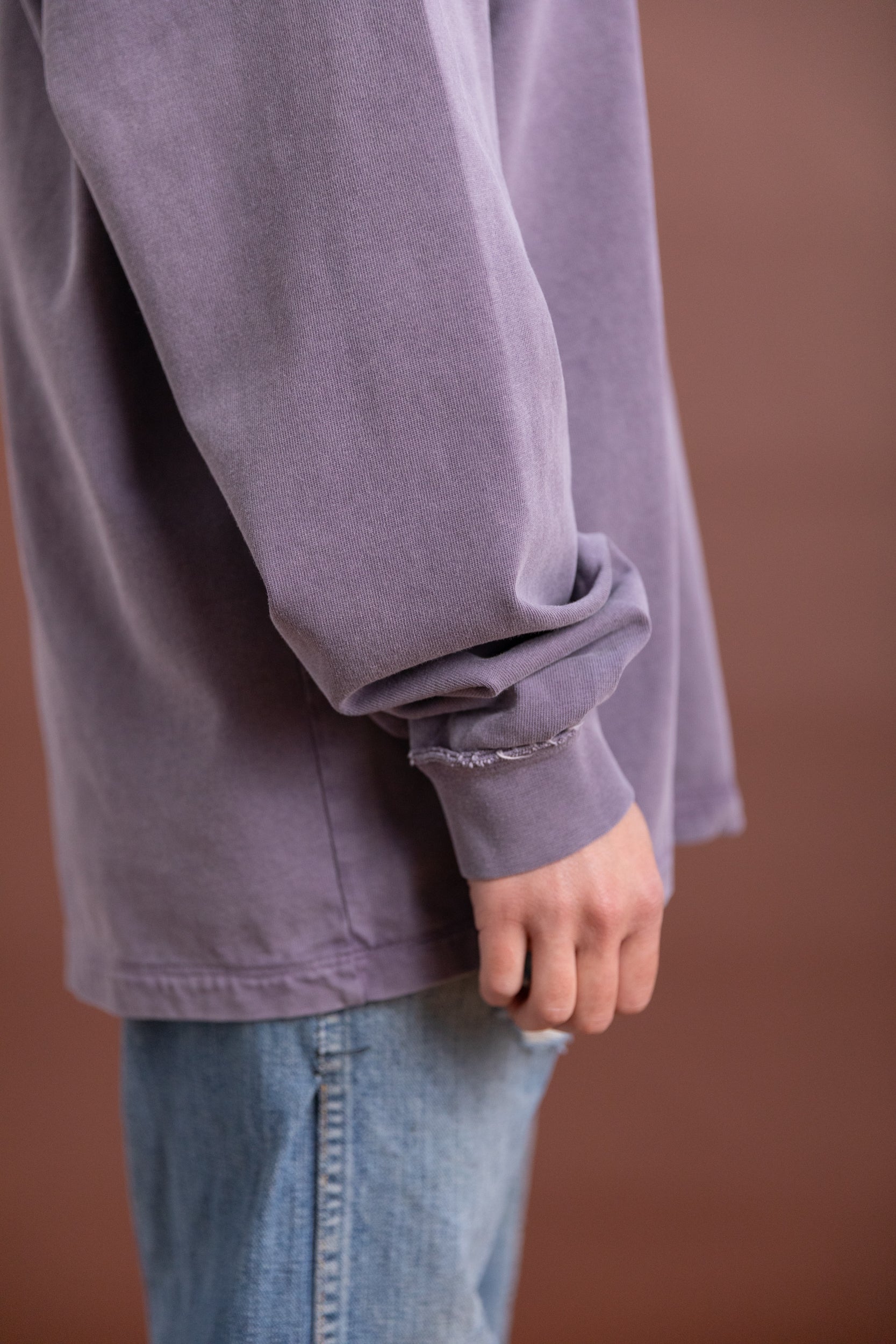 LONG SLEEVE BIG TEE IN PURPLE HEAVY JERSEY