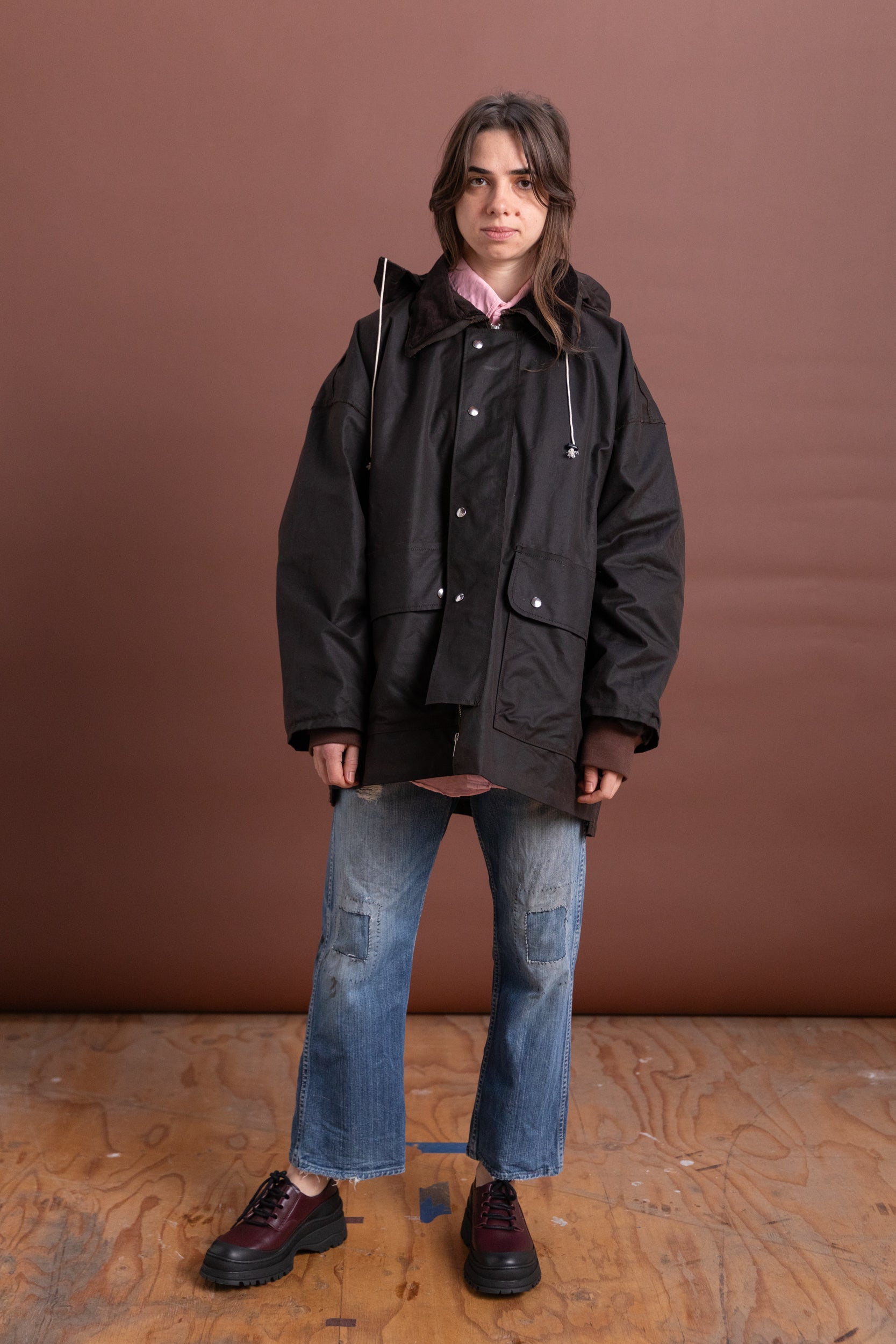 OUTDOOR HUNTING JACKET IN BROWN WAXED COTTON