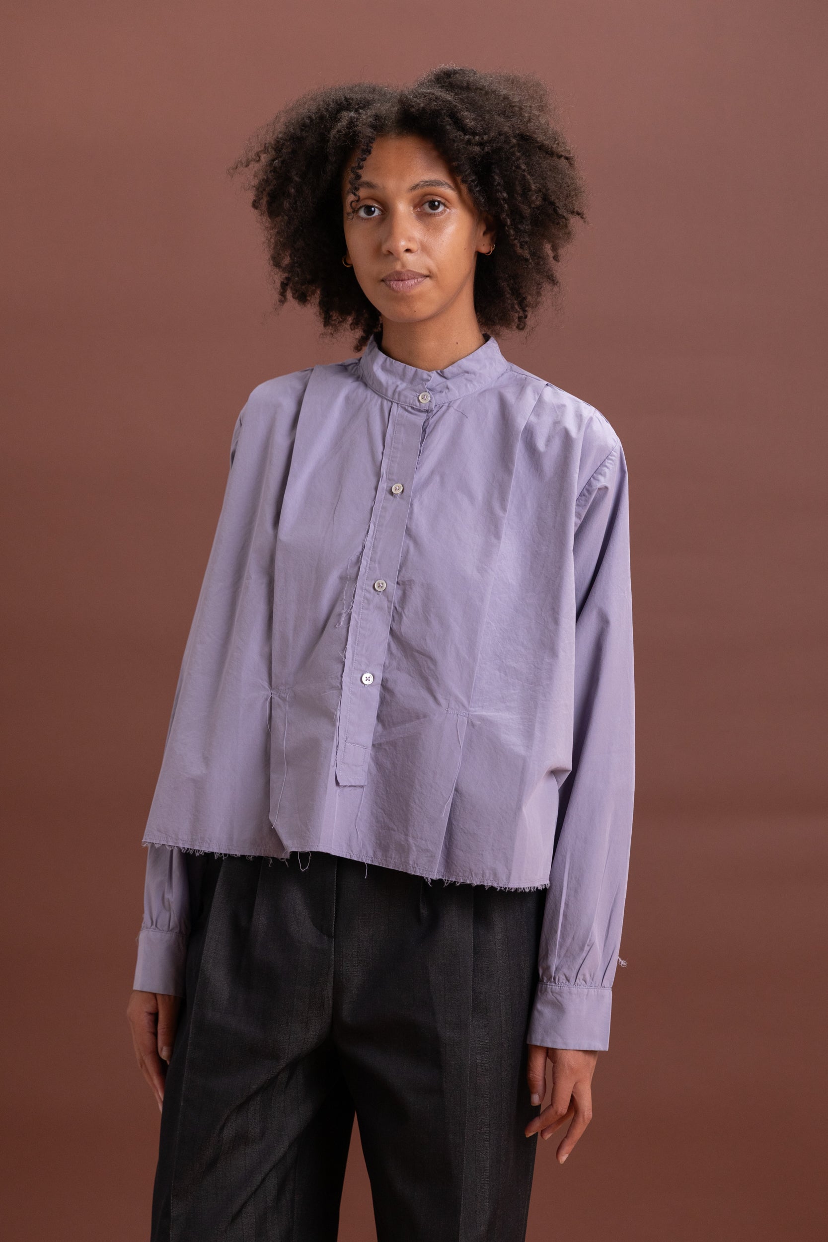 ANORAK SHIRT IN PURPLE COTTON POPLIN