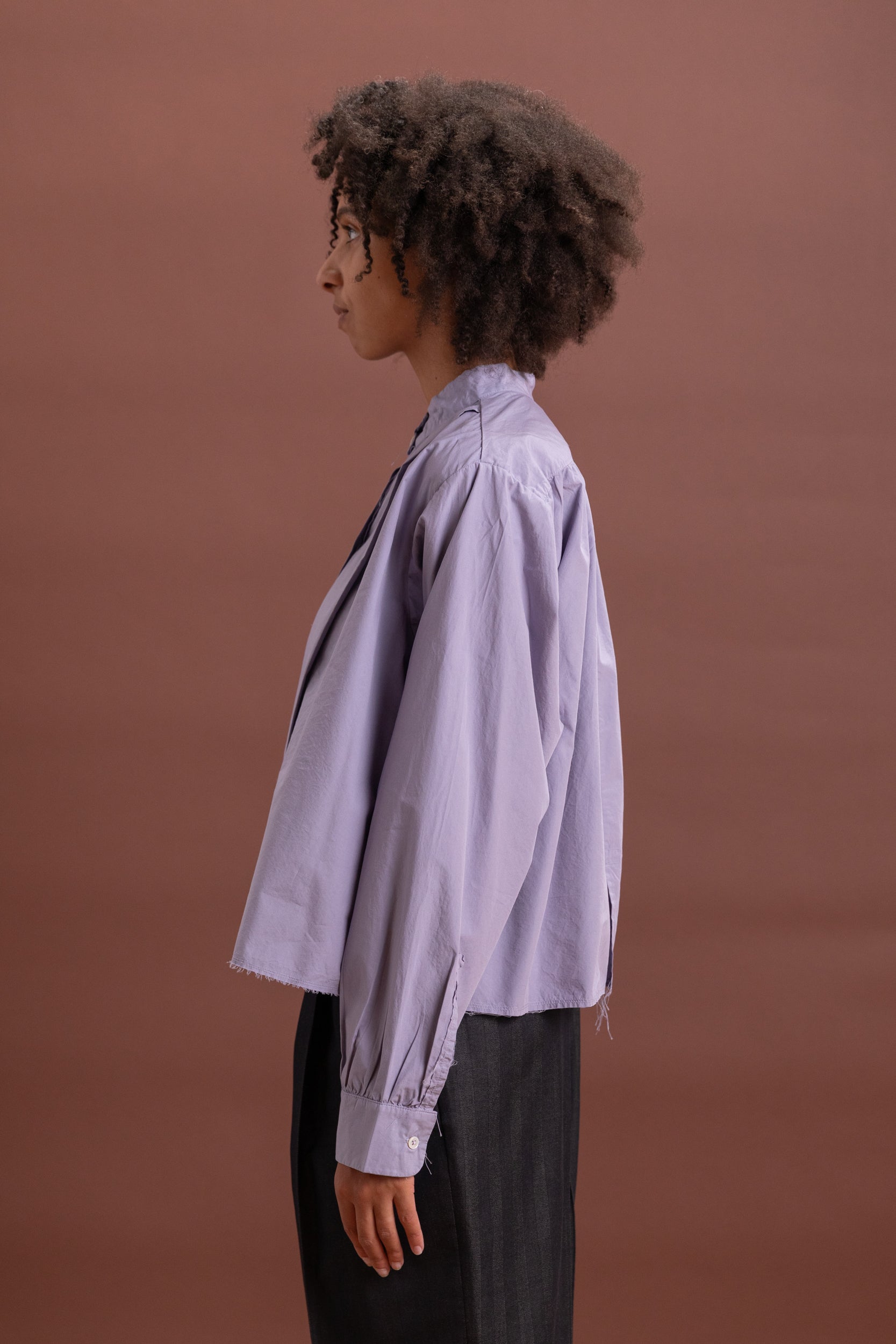 ANORAK SHIRT IN PURPLE COTTON POPLIN