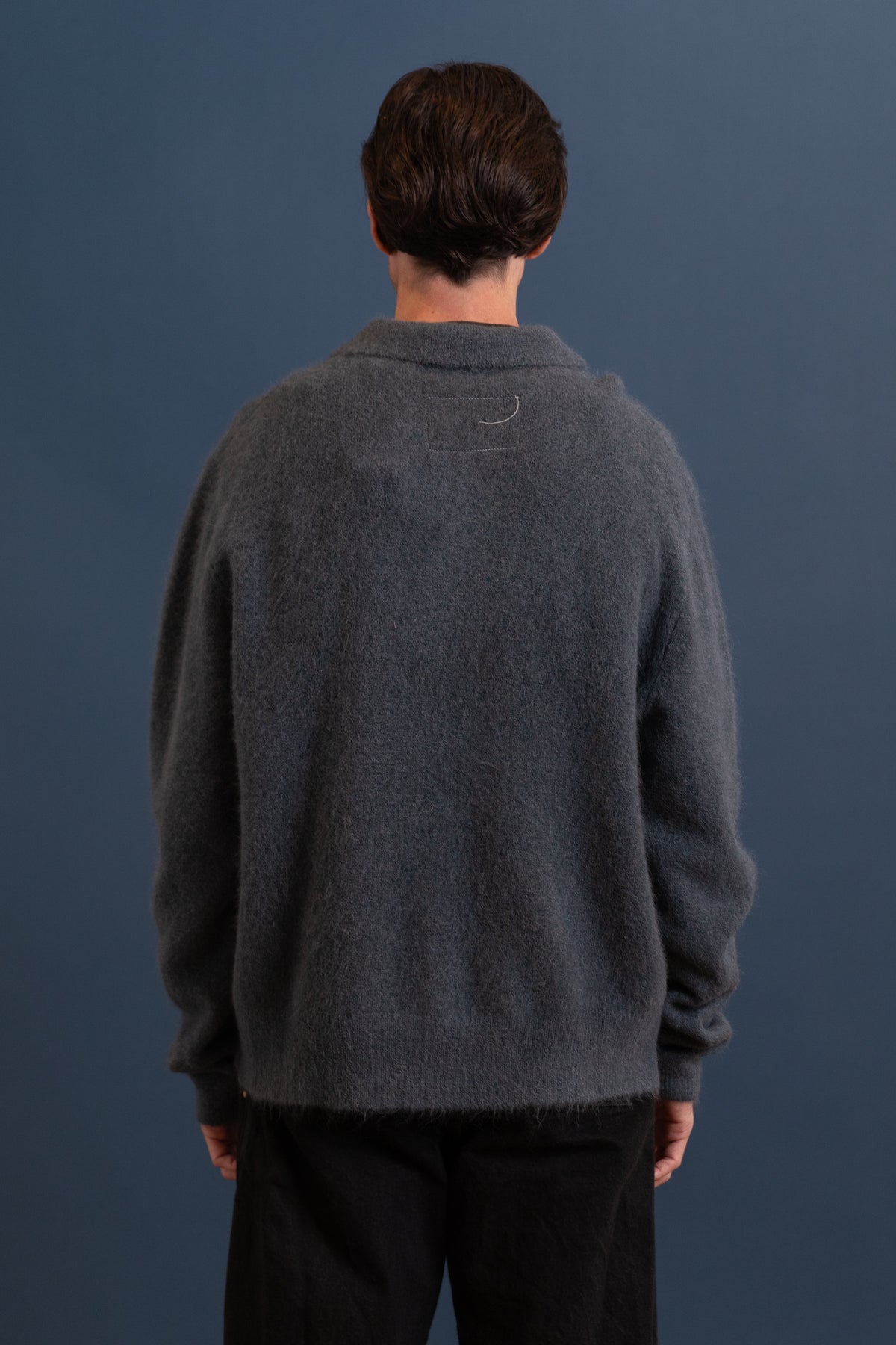 HAIRY CARDIGAN IN GREY ALPACA