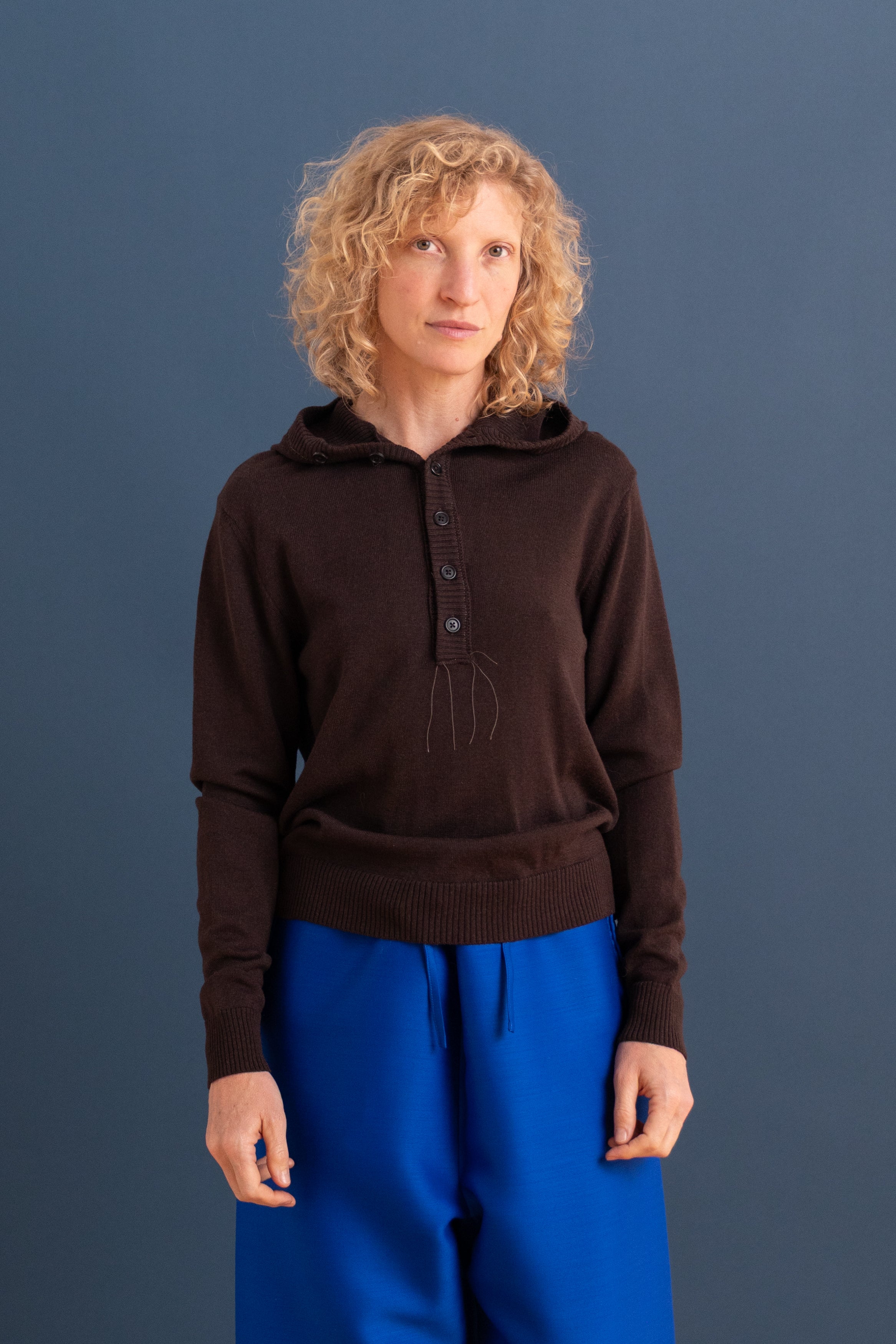 BALACLAVA KNIT IN BROWN MERINO WOOL
