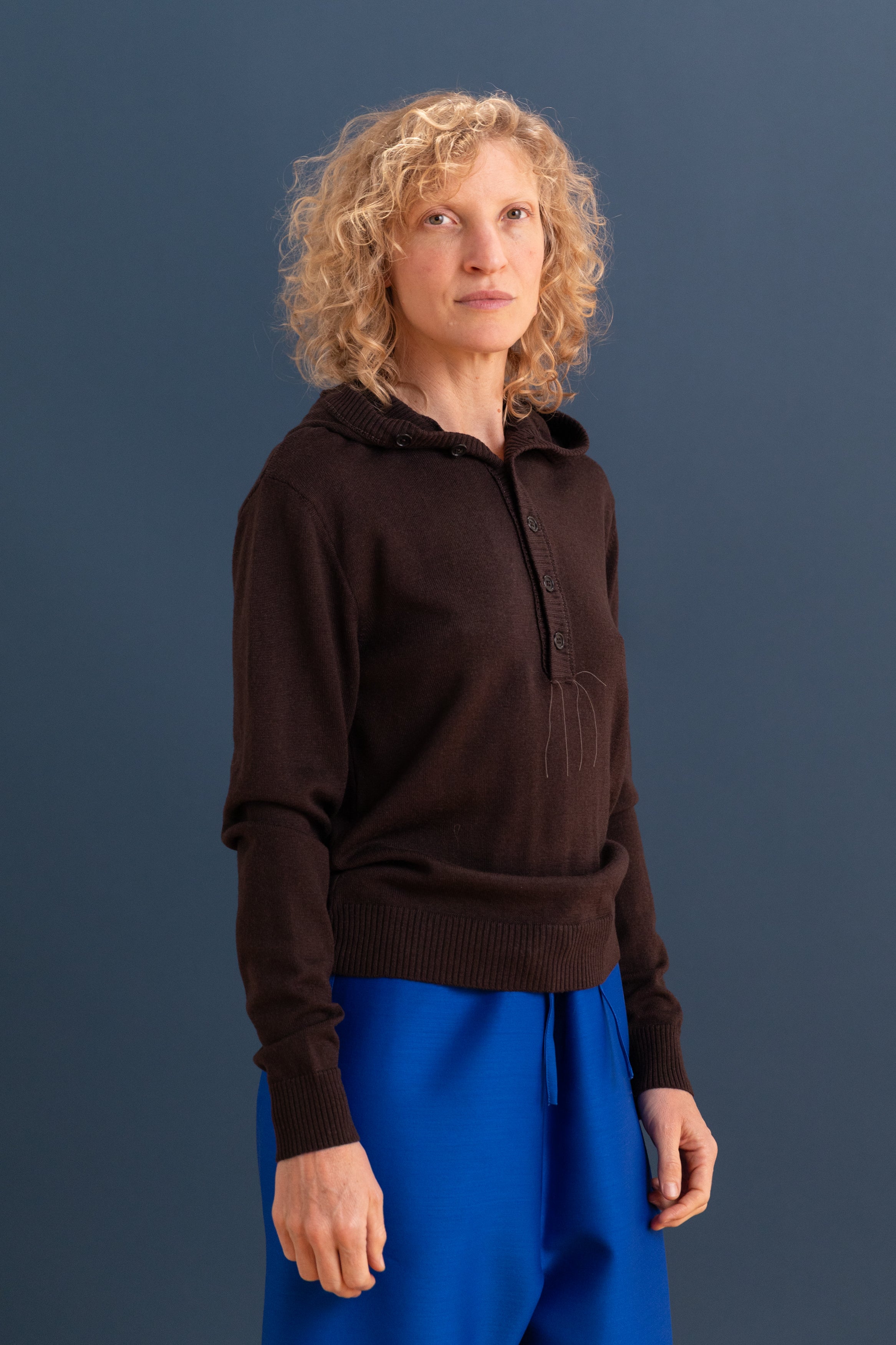 BALACLAVA KNIT IN BROWN MERINO WOOL