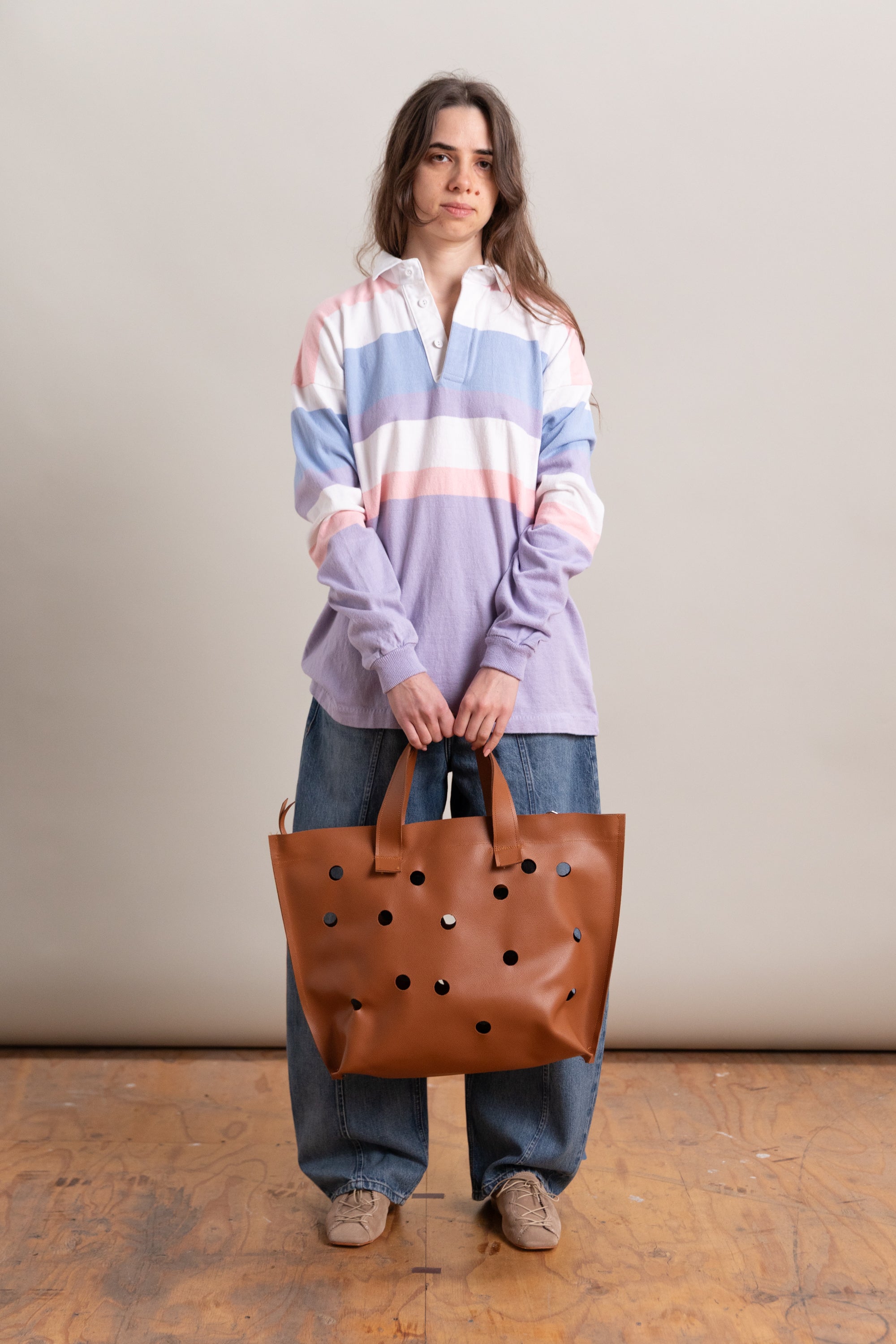 SHOPPER BAG IN BROWN LEATHER