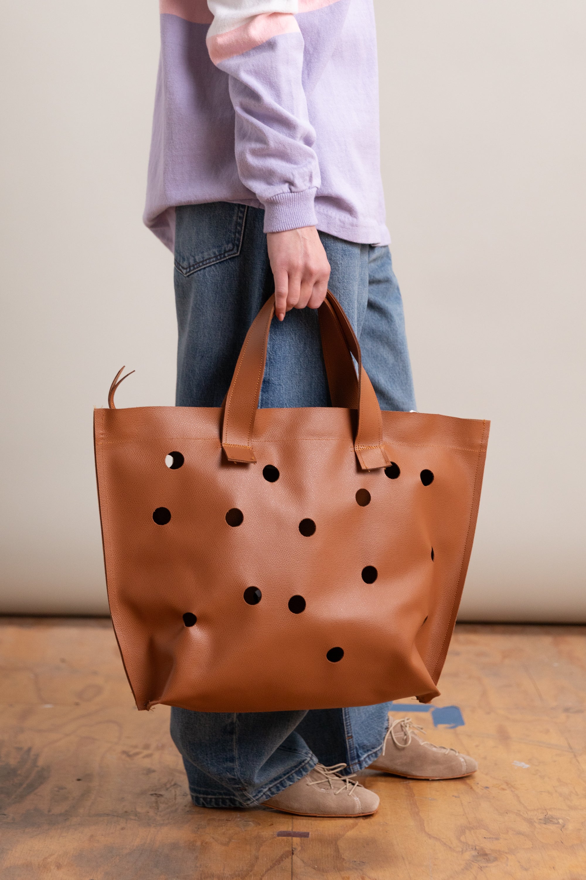 SHOPPER BAG IN BROWN LEATHER