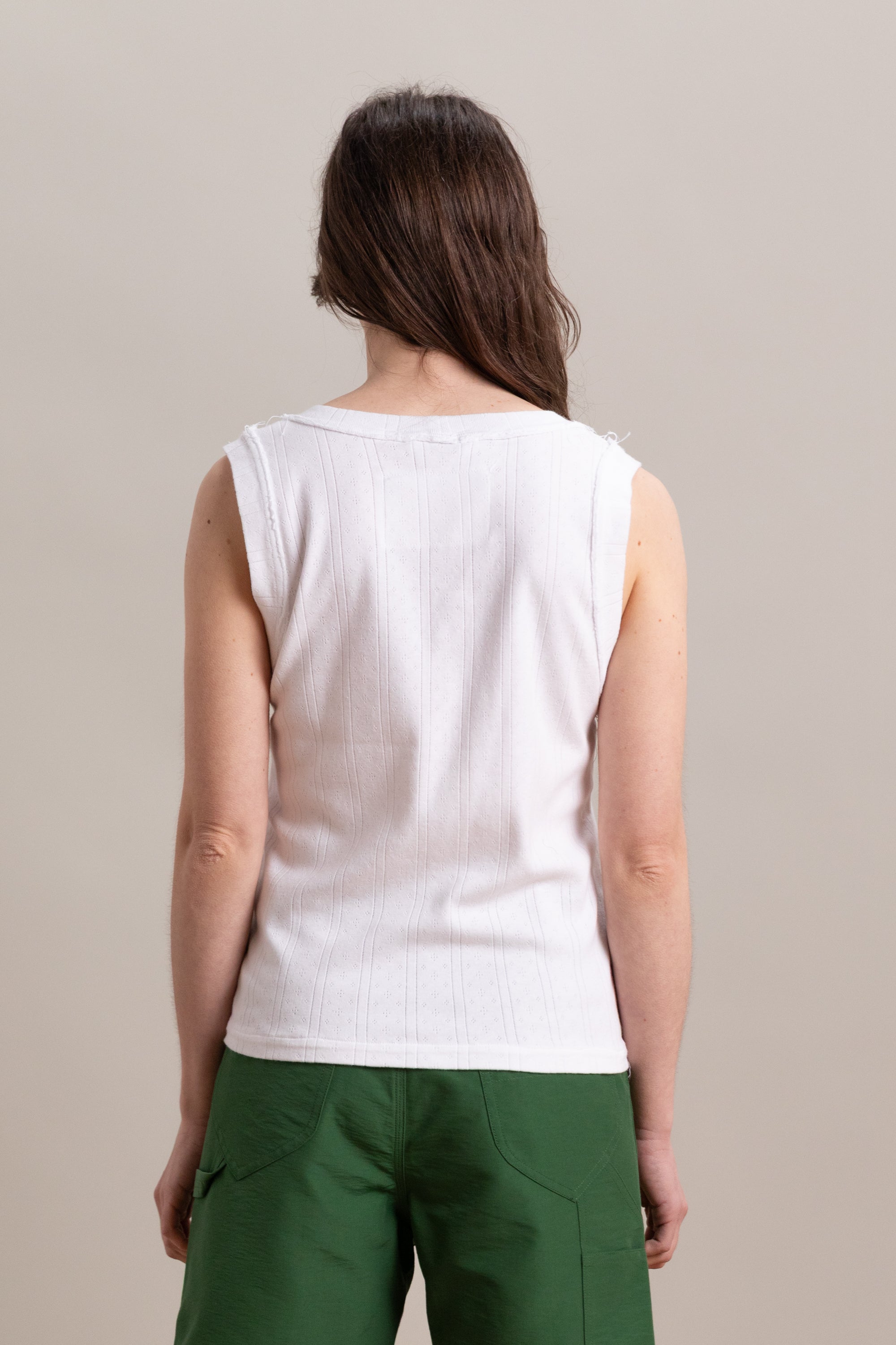 TANK TOP IN WHITE RIB KNIT