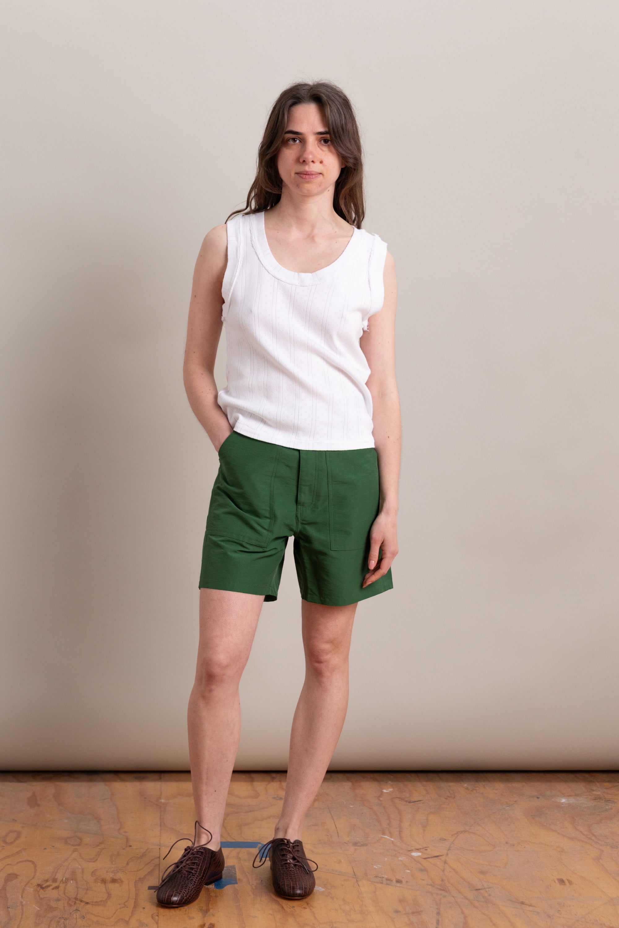 TANK TOP IN WHITE RIB KNIT