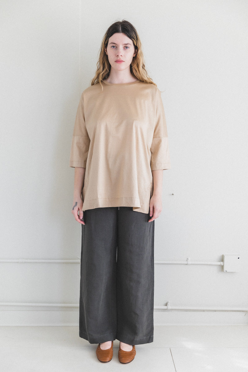 CAMISOLE TEE SHIRT IN BEIGE COTTON JERSEY