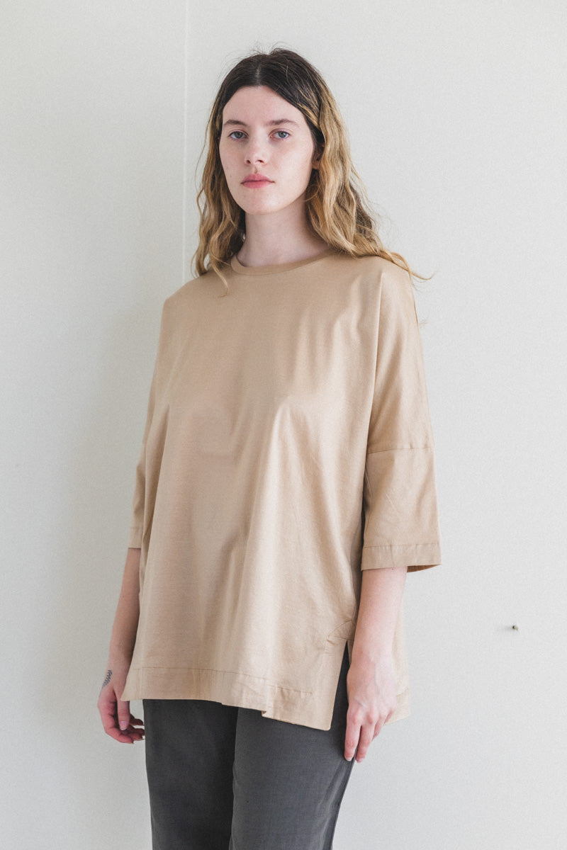 CAMISOLE TEE SHIRT IN BEIGE COTTON JERSEY