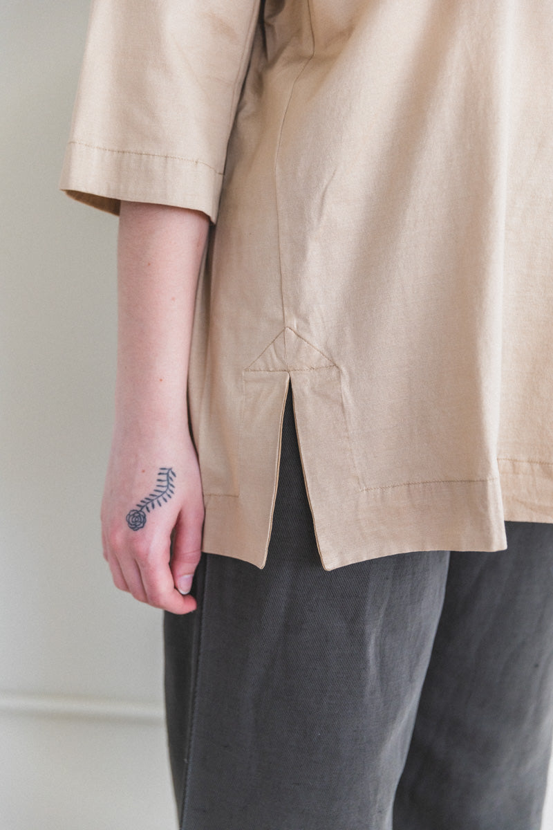 CAMISOLE TEE SHIRT IN BEIGE COTTON JERSEY