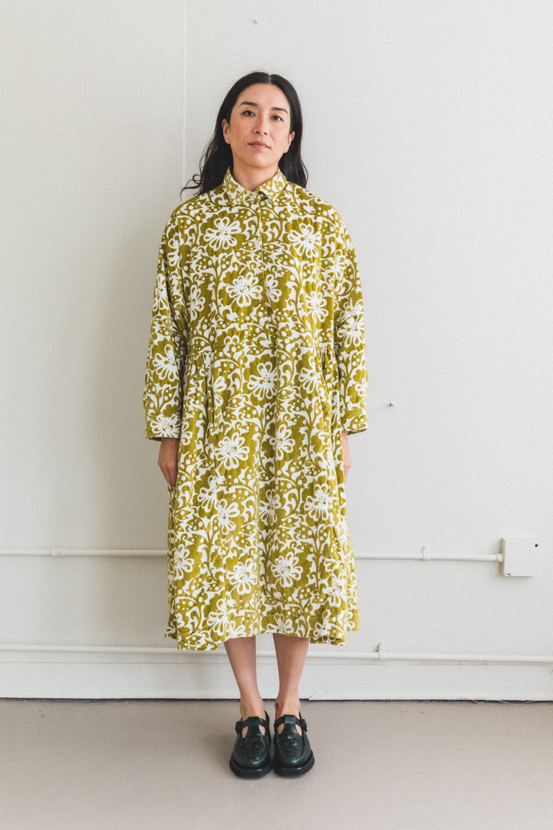 PAGA ROUCH LONG SLEEVE DRESS IN ACIDO FLOWER VEL