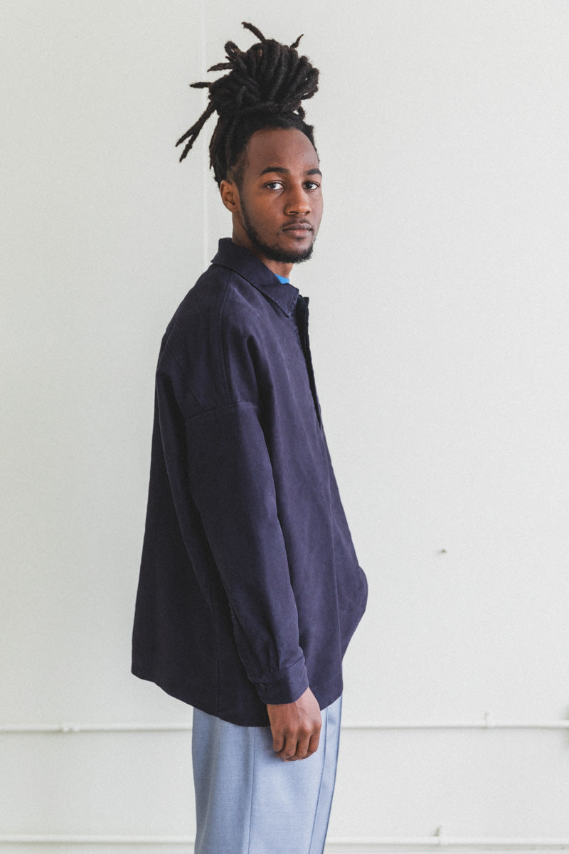 TEDY TOP IN DARK NAVY MOLESKIN