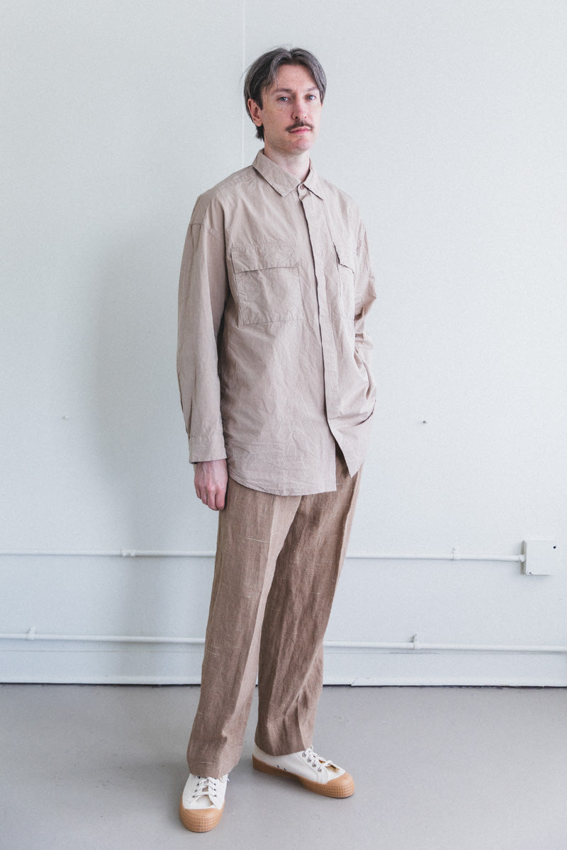 VOLUME SHIRT IN LIGHT BEIGE PAPER COT