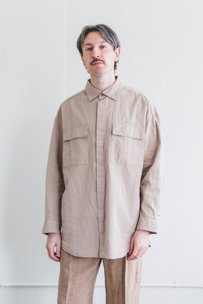 VOLUME SHIRT IN LIGHT BEIGE PAPER COT