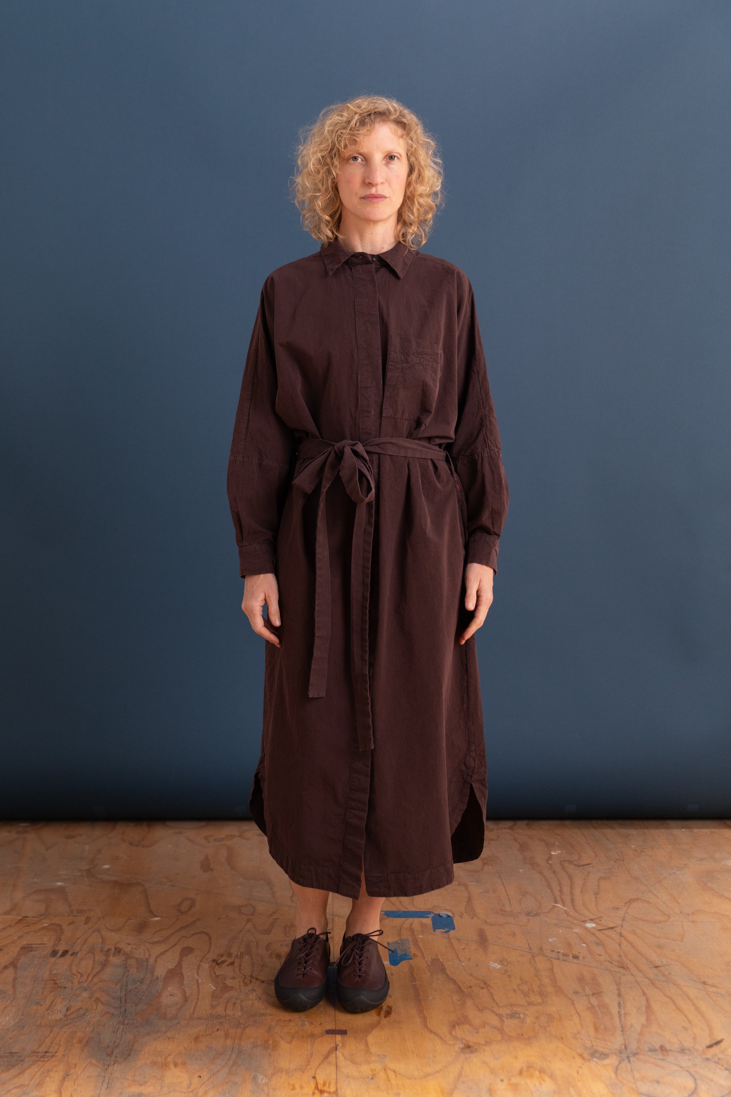 WAGA LONG SLEEVE DRESS IN EBONY PAPER COT