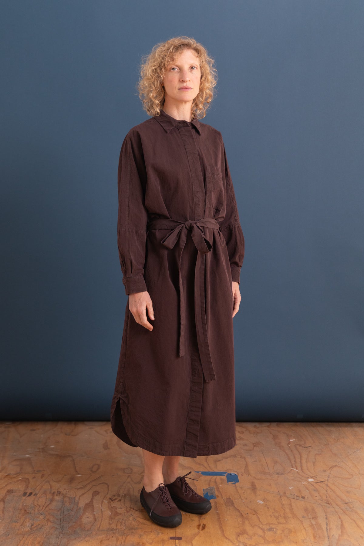 WAGA LONG SLEEVE DRESS IN EBONY PAPER COT
